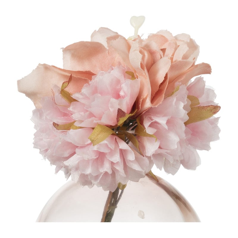 Glazen vaasje met hortensia - roze - &Oslash;10x13.5cm