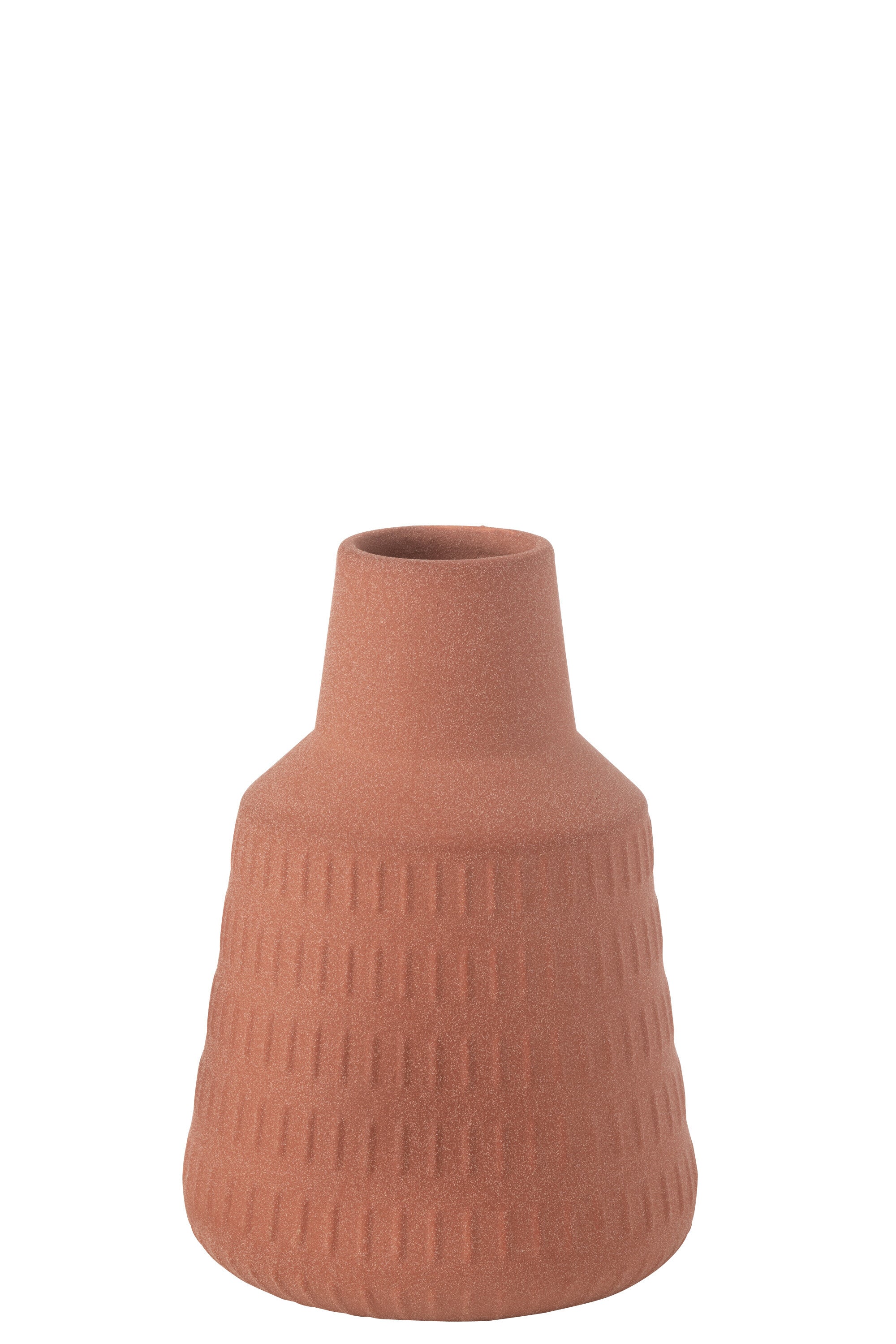 J-Line vaas Ria Gekerfd - porselein - terracotta - small - Ø 16 cm