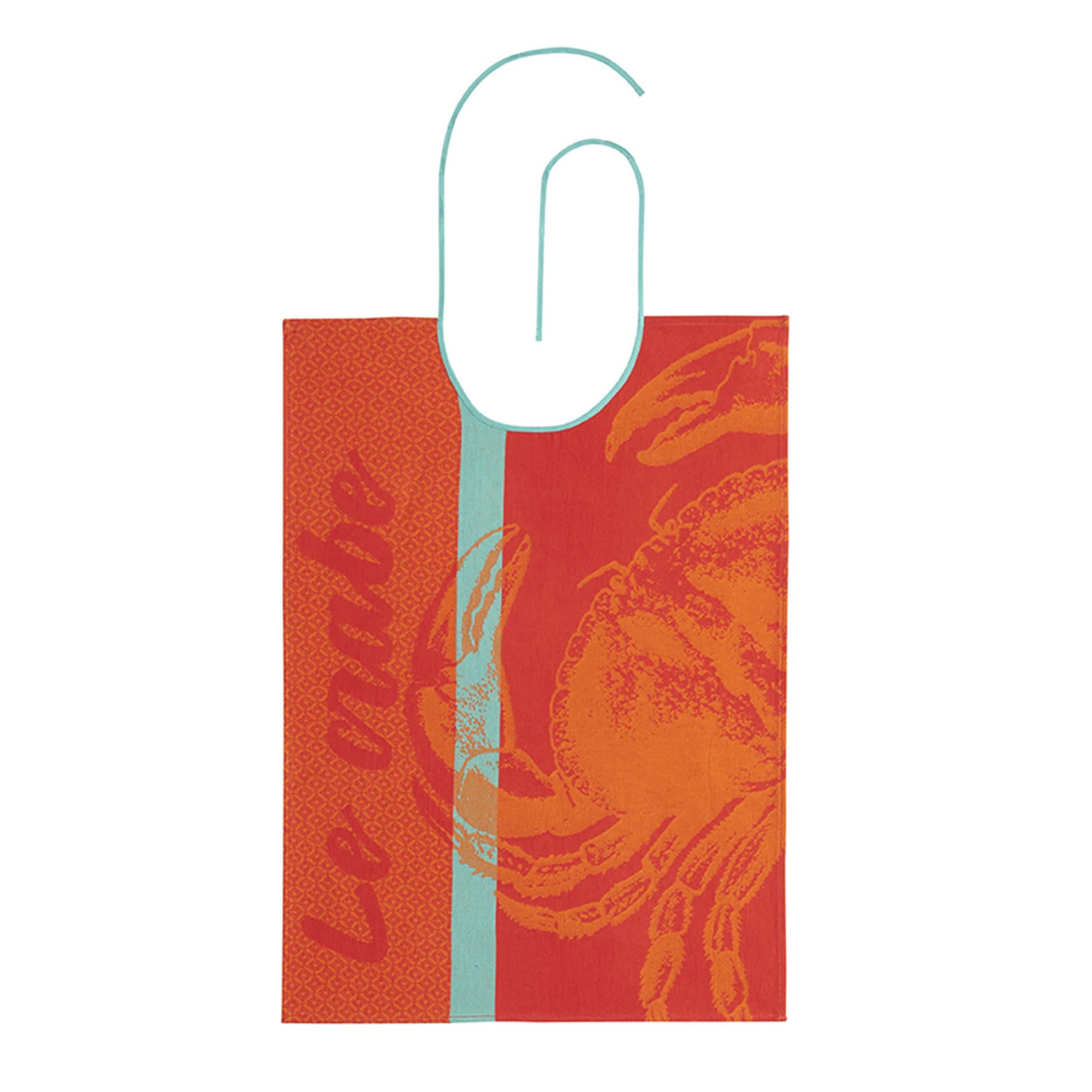 CRABE - Bavoir en jacquard pur coton orange 60 x 43