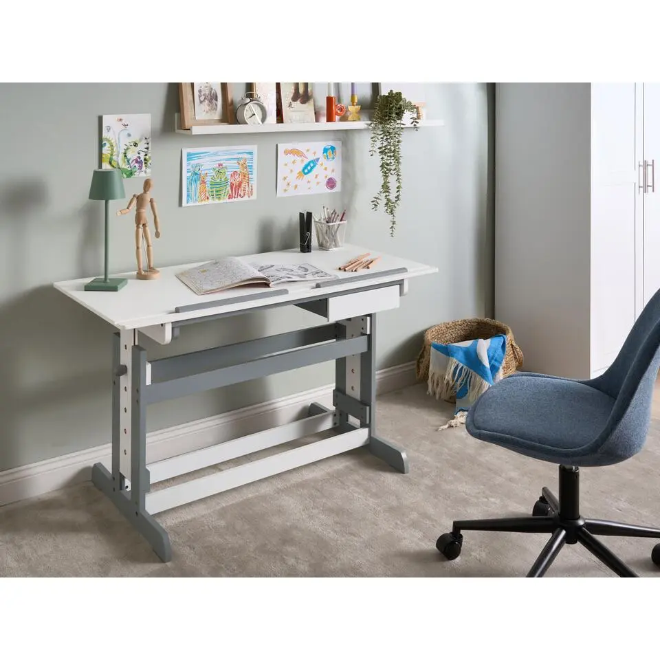 NANNUP - Handmatig verstelbaar bureau - Wit - MDF