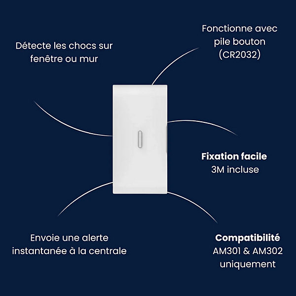Daewoo - Pack de 3 détecteurs de vibration WVD301 - Compatibles avec les centrales AM301 Touch / AM302 Touch XL et Vigilia/Vigilia