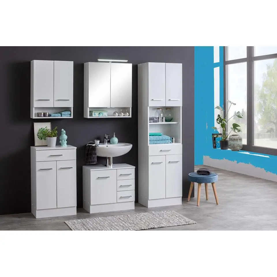 Wastafelonderkast Ricca 60cm 1 deur & 3 lades - wit