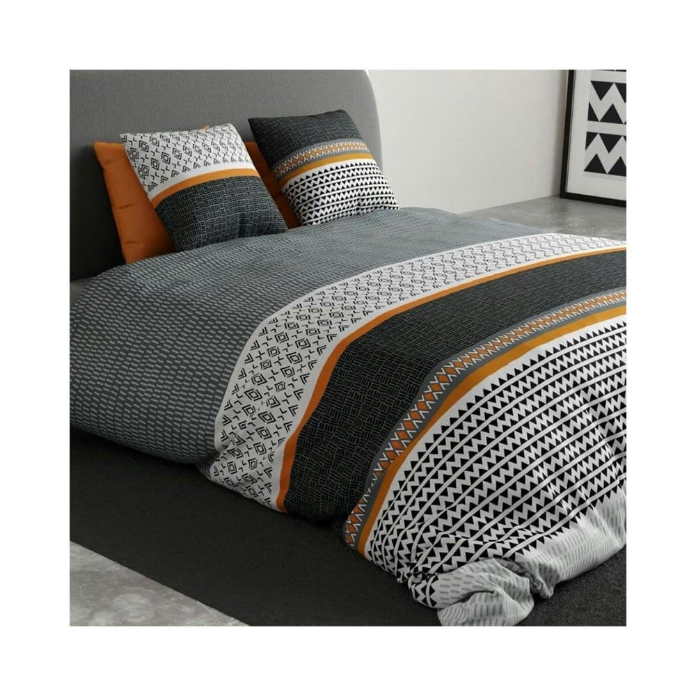 SALOMÉ - Parure de couette 100% coton 57 fils imprimée 260x240 2 taies