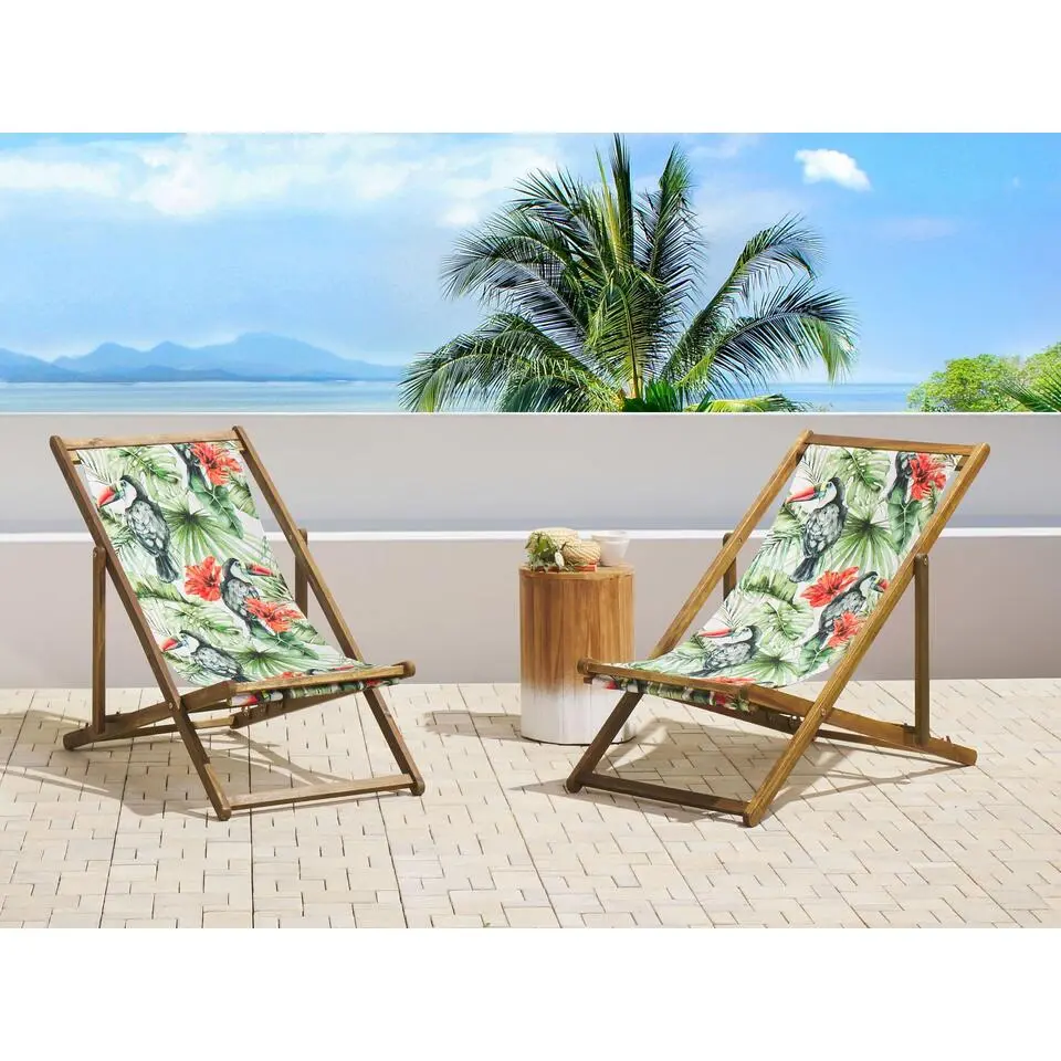 ANZIO - Strandstoel set van 2 - Lichthout/Toekan - Polyester
