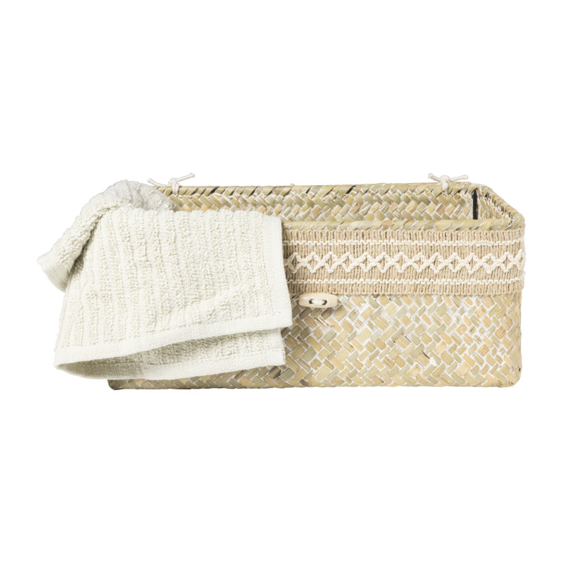 Mand met deksel Stijn - 11x27.5x17.5 cm - wit