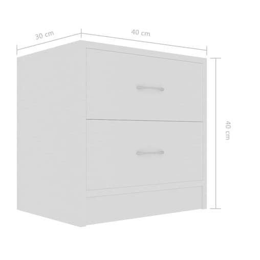 NNEVL Bedside Cabinet White 40x30x40 cm Chipboard