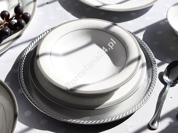 Komplet talerzy na 6 osób (18el) Bogucice - Geos Platin 828