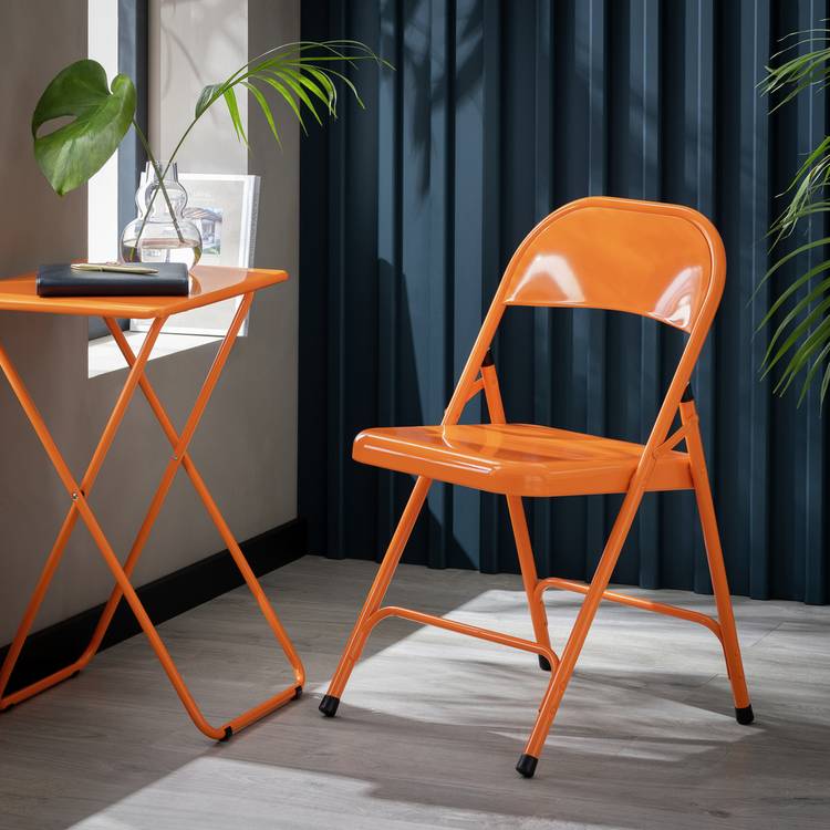 Habitat Macadam Metal Folding Chair - Orange