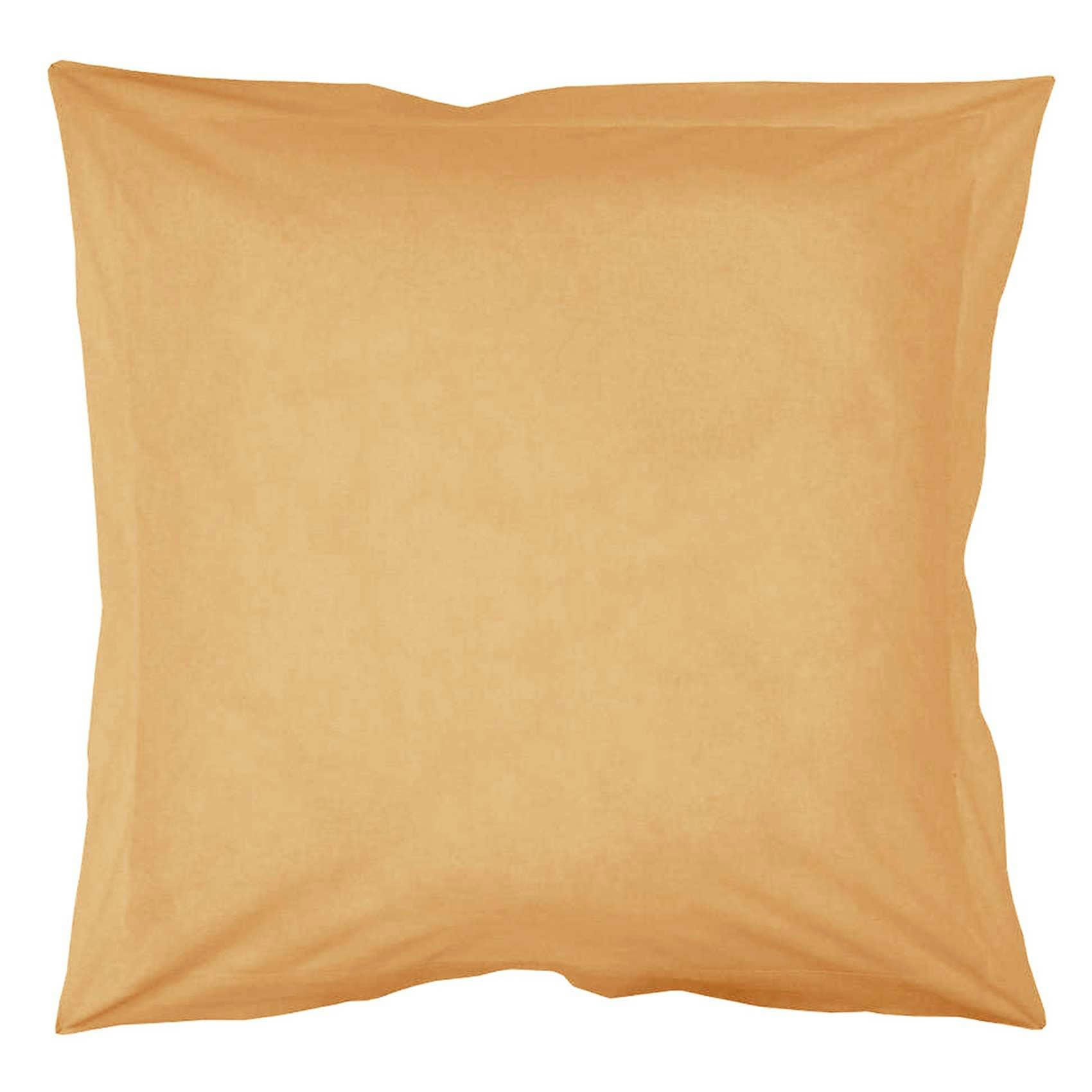- Taie d'oreiller unie en coton bio jaune curry 65x65 cm
