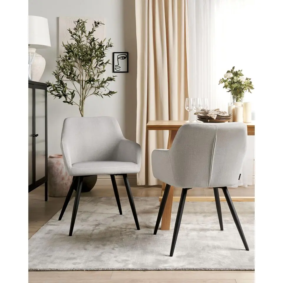 CASMALIA - Eetkamerstoel set van 2 - Taupe - Fluweel