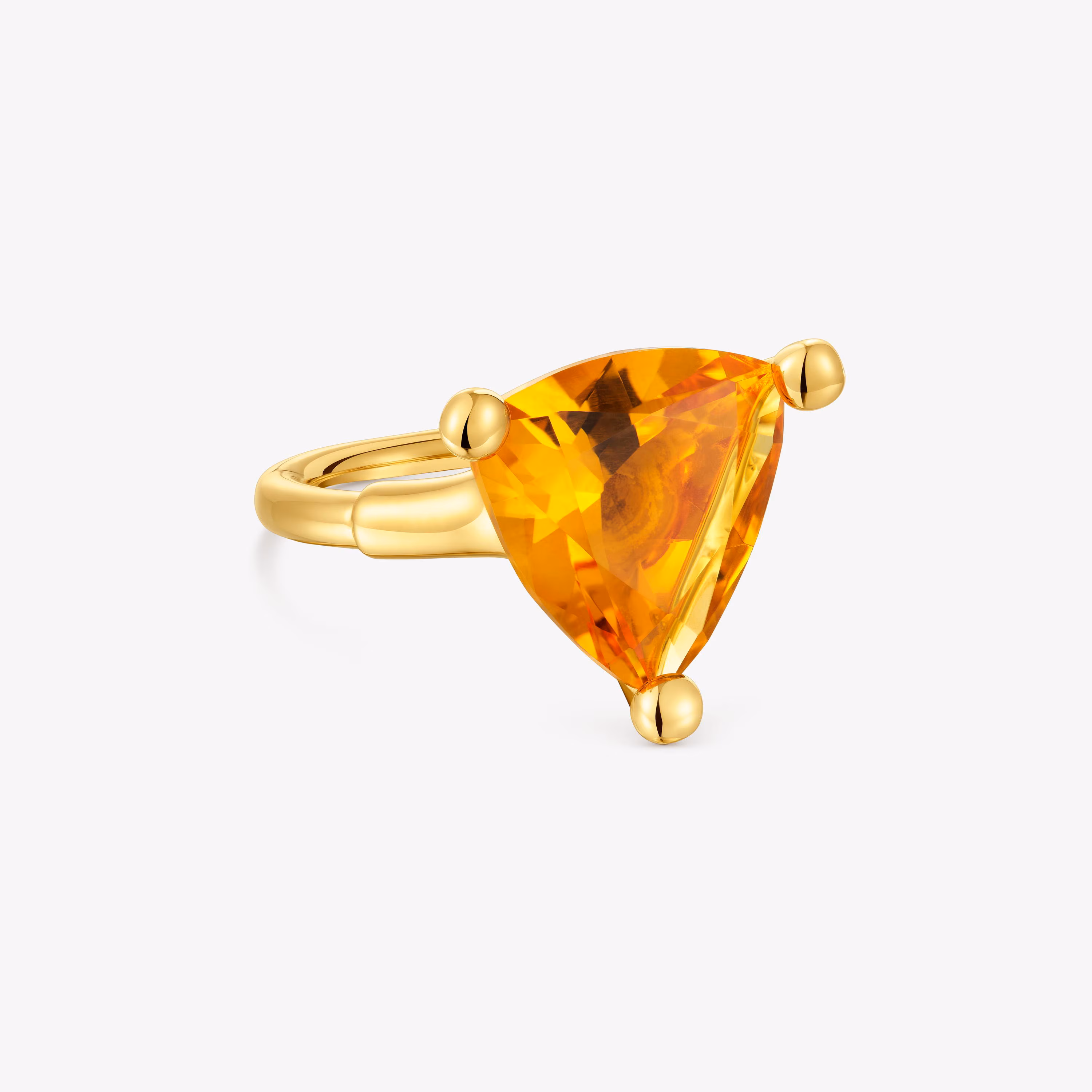 Anillo grande con baño de oro 18 kt sobre plata y citrino creado en laboratorio TOUS Color LGG