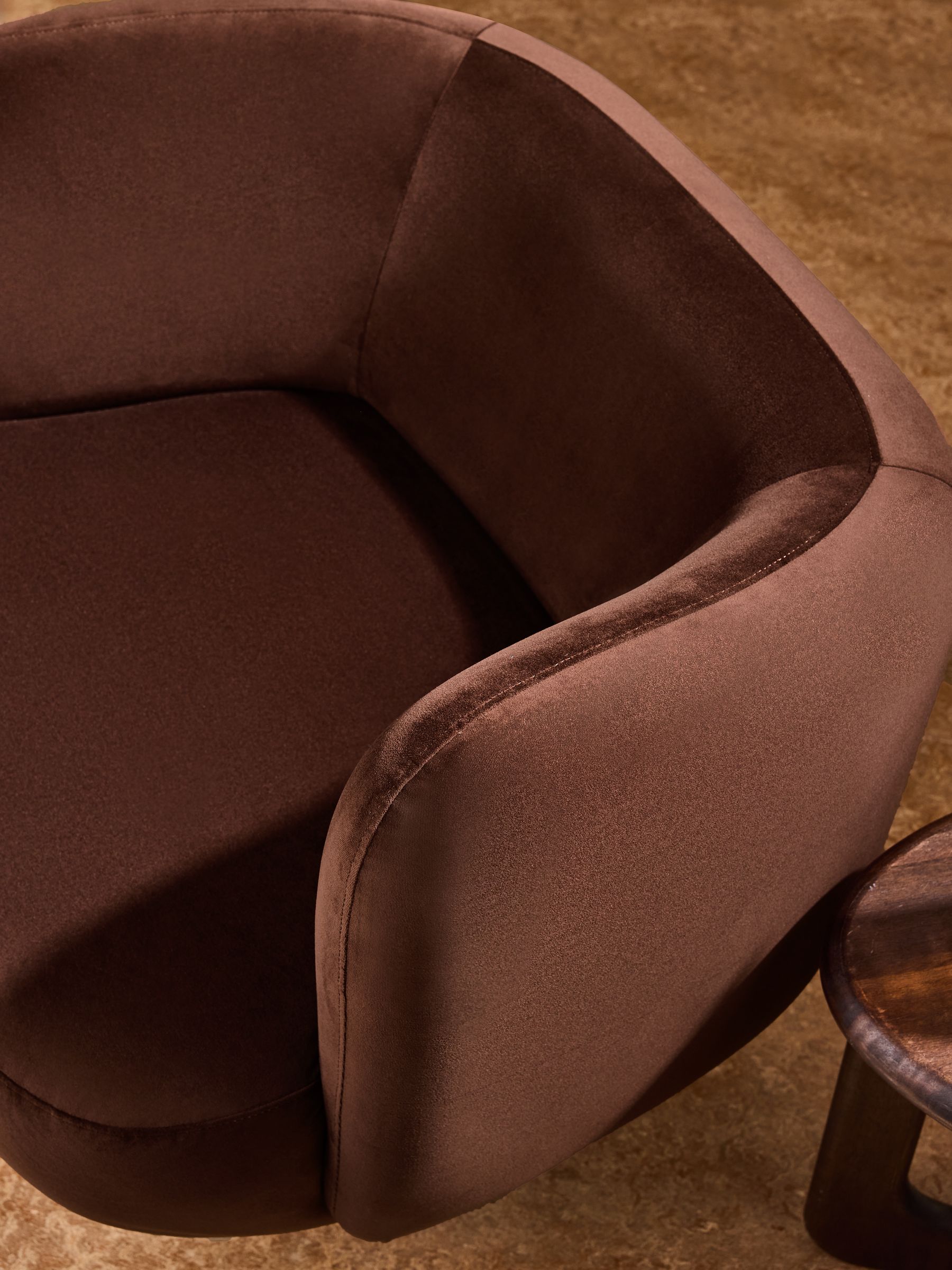 Novara Swivel Accent Chair in Chocolate Brown Velvet