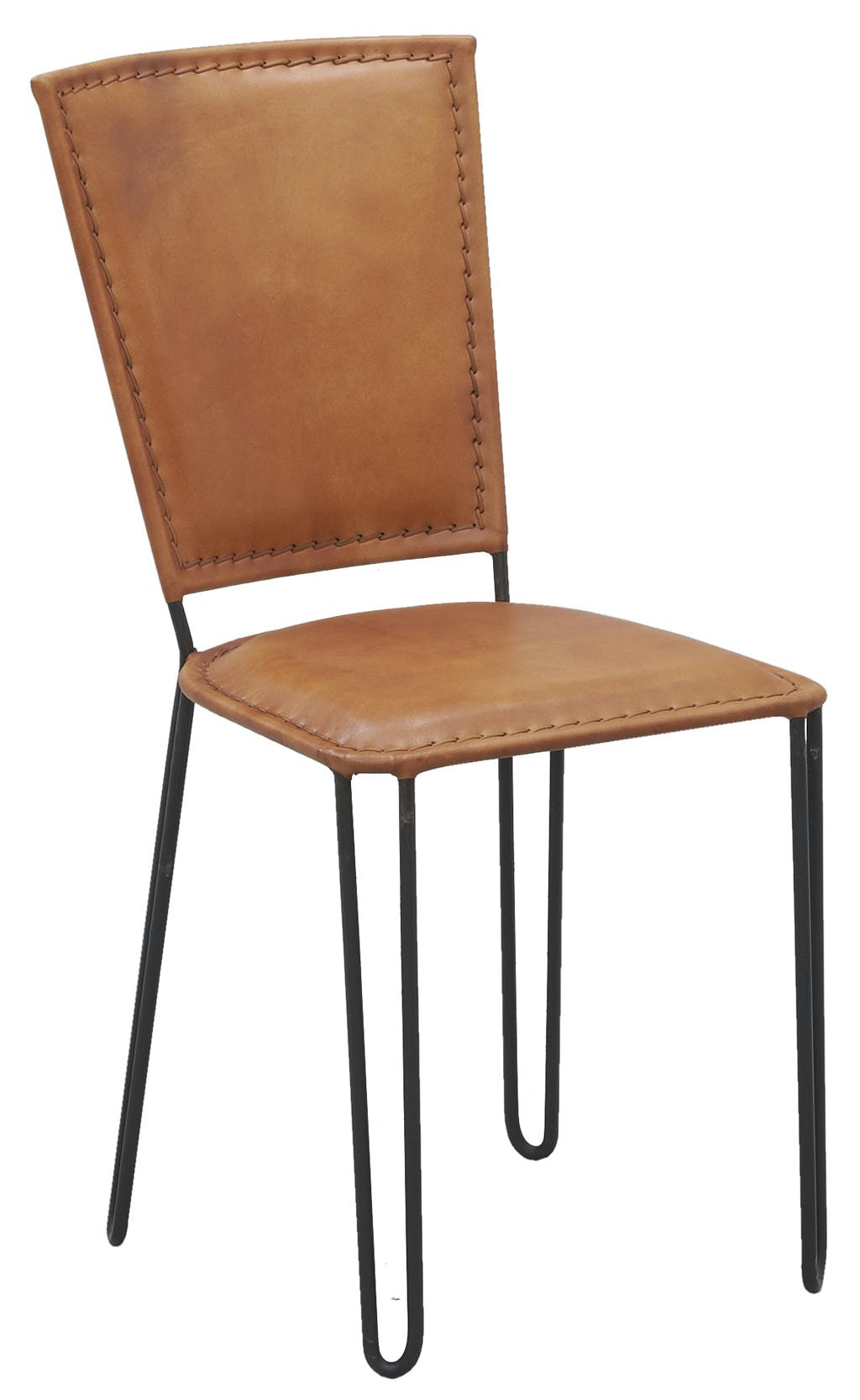 - Chaise en métal et cuir de chèvre