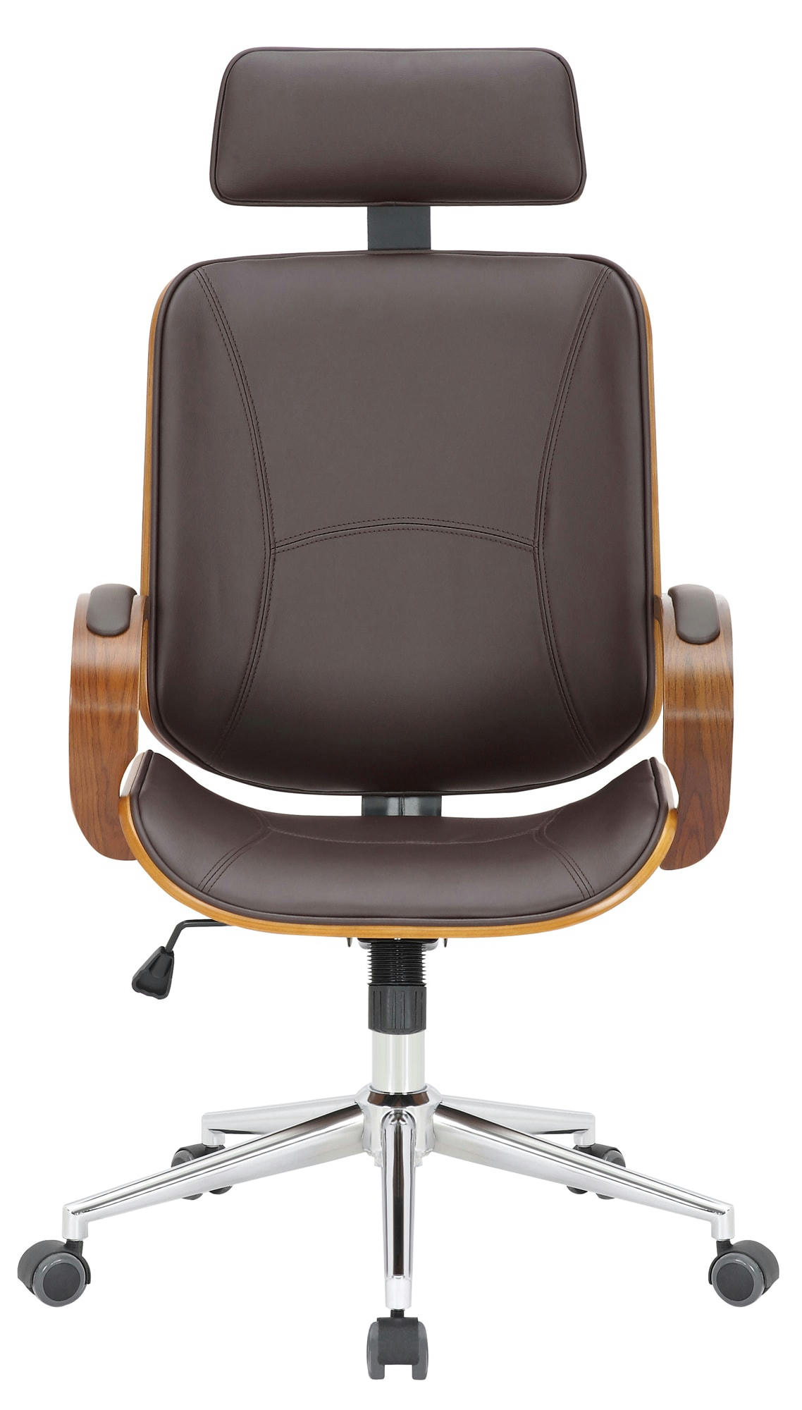 DAYTON - Chaise de bureau réglable pivotante en similicuir Noyer / Marron