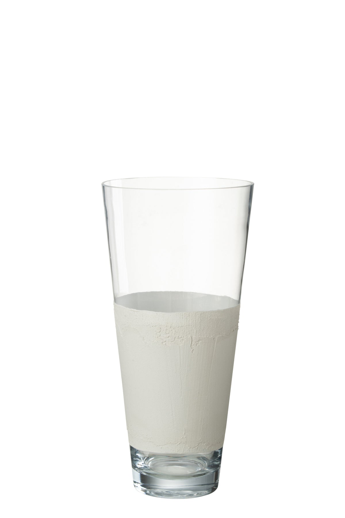 J-Line vaas Delph - glas - transparant/wit - medium - 45 cm hoog
