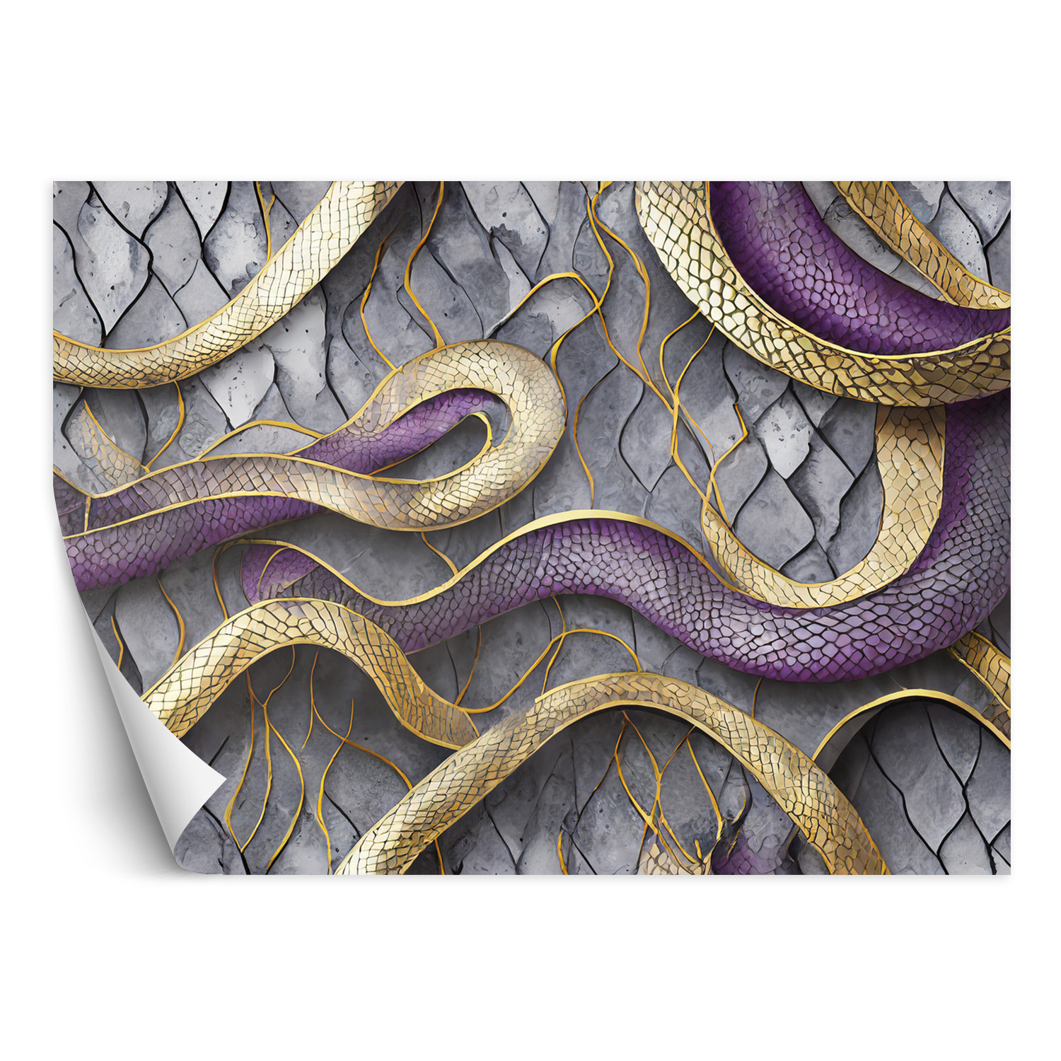 Feeby Fototapeta Tekstura węża Glamor Gold Purple