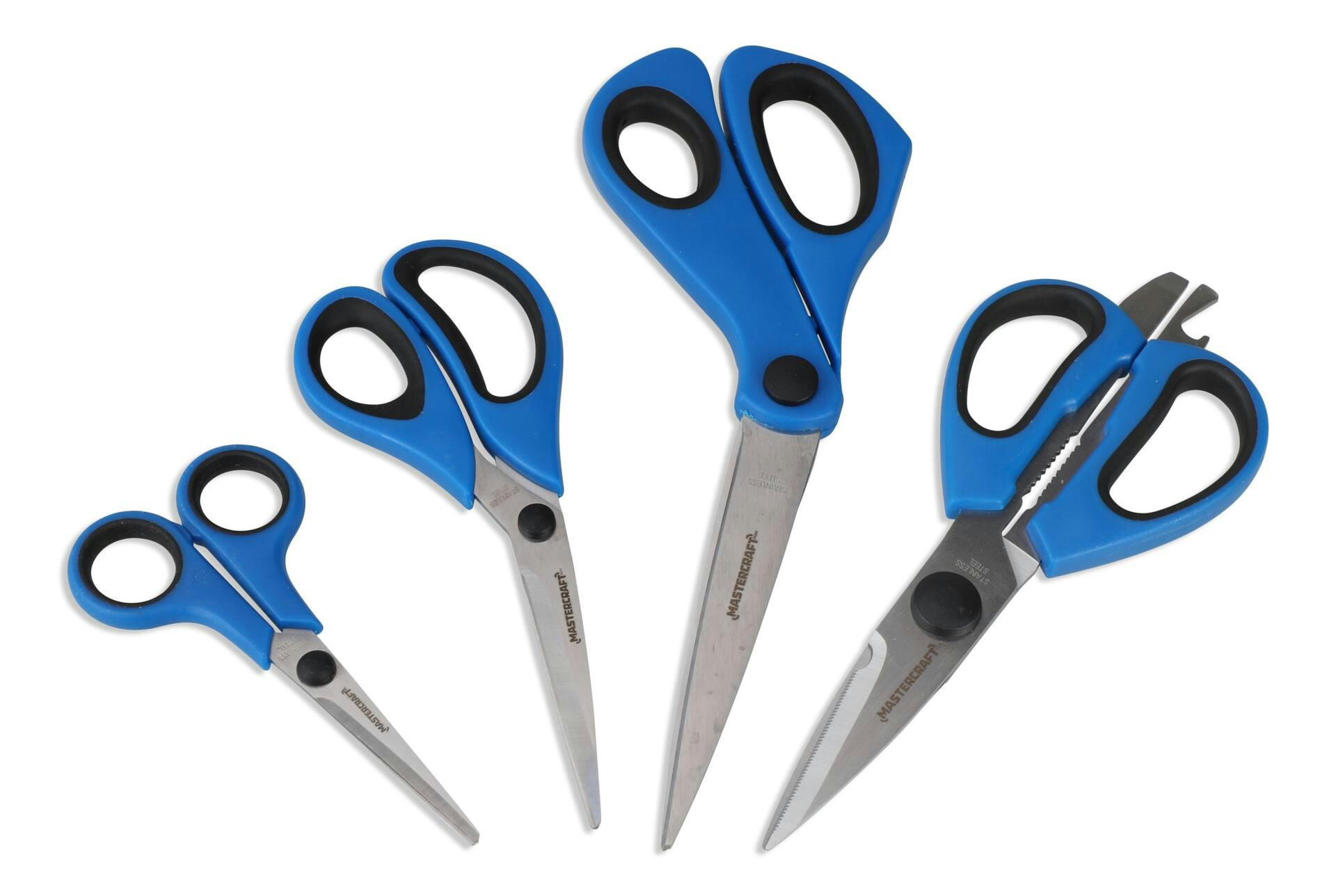 Mastercraft Stainless-Steel Scissors Set, Blue, 4-pc