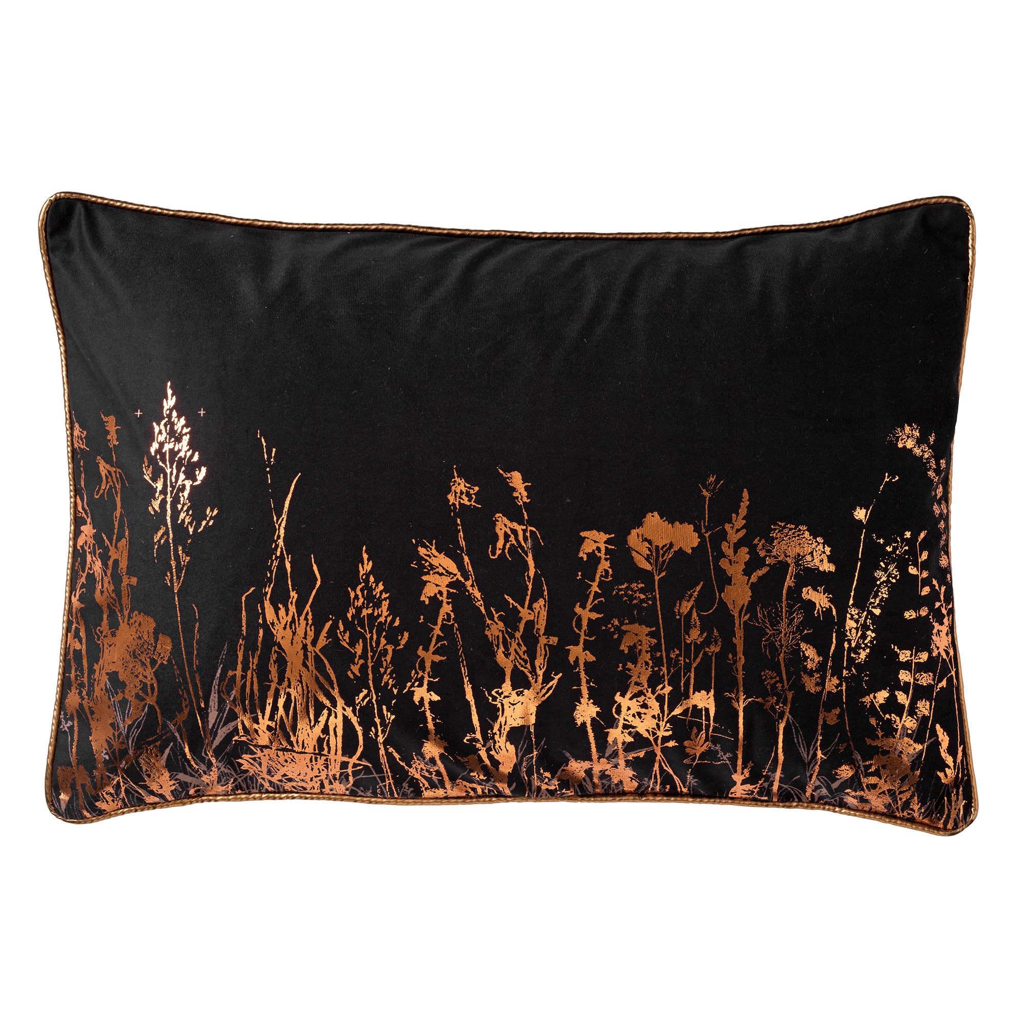 DALITA - kussenhoes 40x60 cm - metallic design - bloemenprint - Raven - zwart