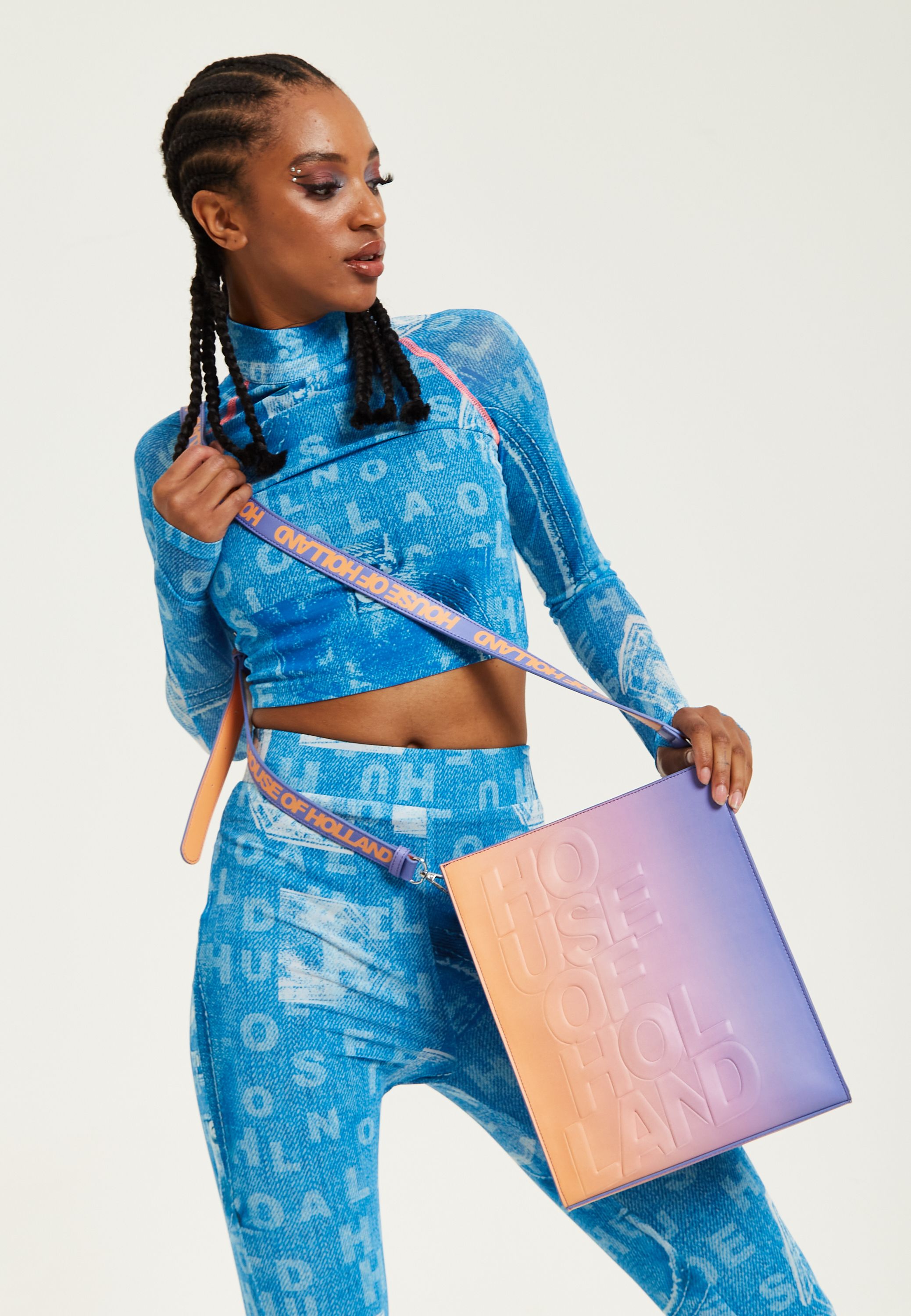 House of Holland Logo Embossed Crossbody Bag
