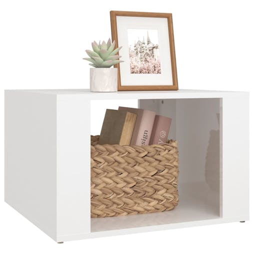 NNEVL Bedside Table High Gloss White 57x55x36 cm Engineered Wood