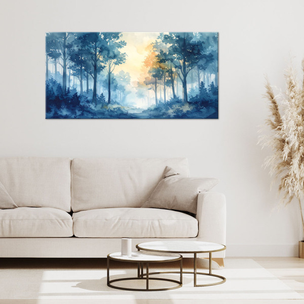 Obraz do salonu sypialni biura, Mglisty Las Pastelowy Krajobraz 80x40