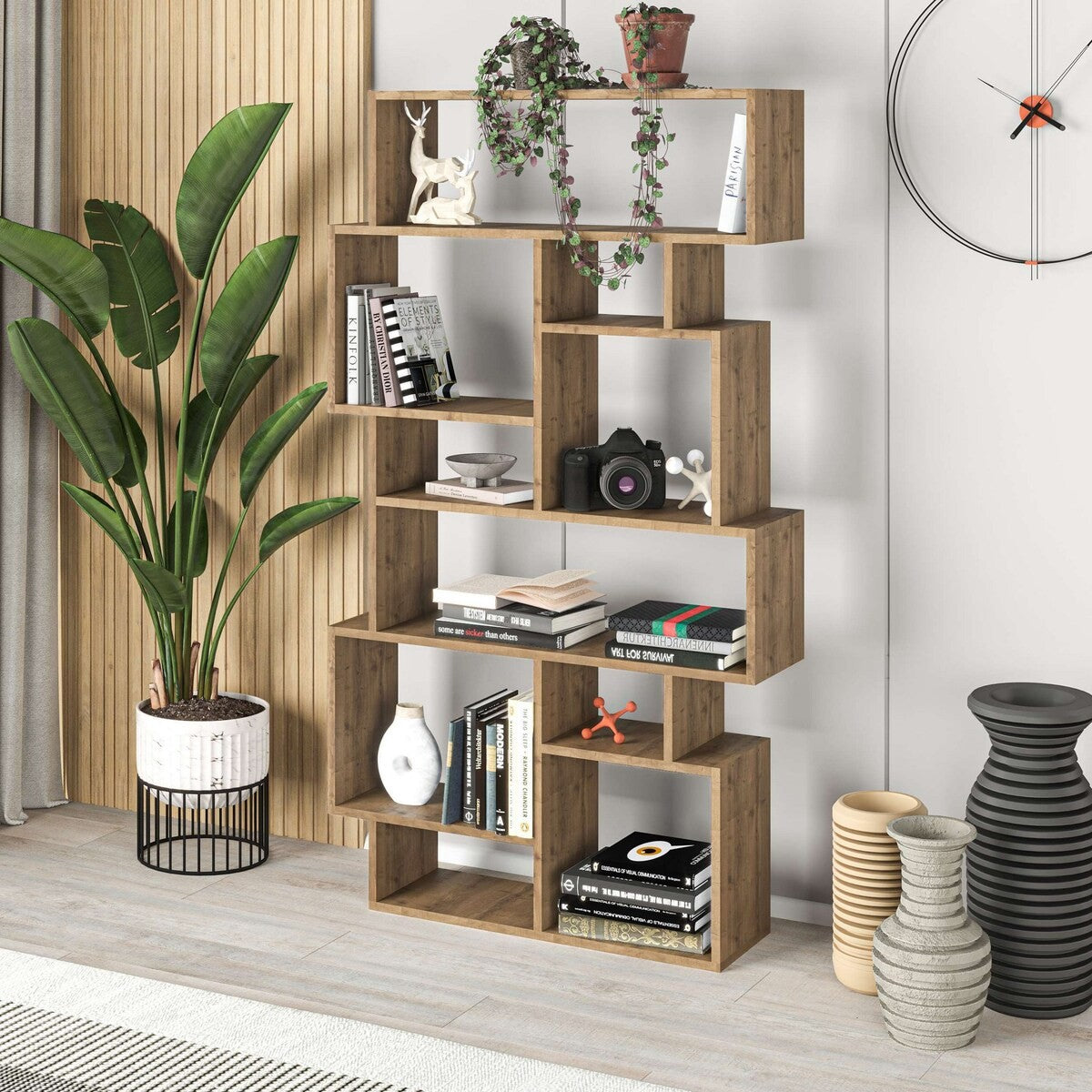 Calicosy - Boekenkast KARMATO - H168,5 cm - Houtlook