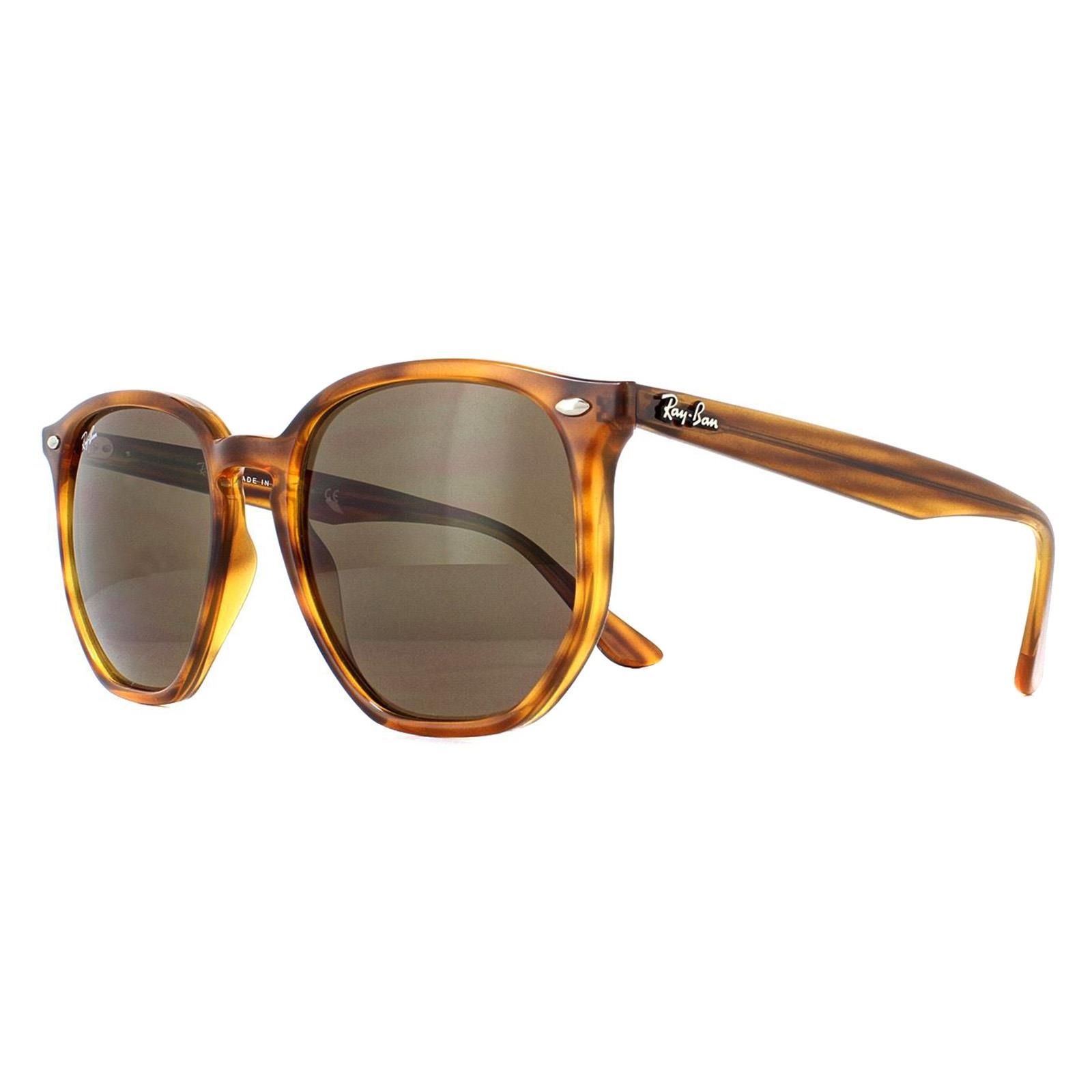Ray-Ban Round Striped Red Havana Dark Brown RB4306 Sunglasses