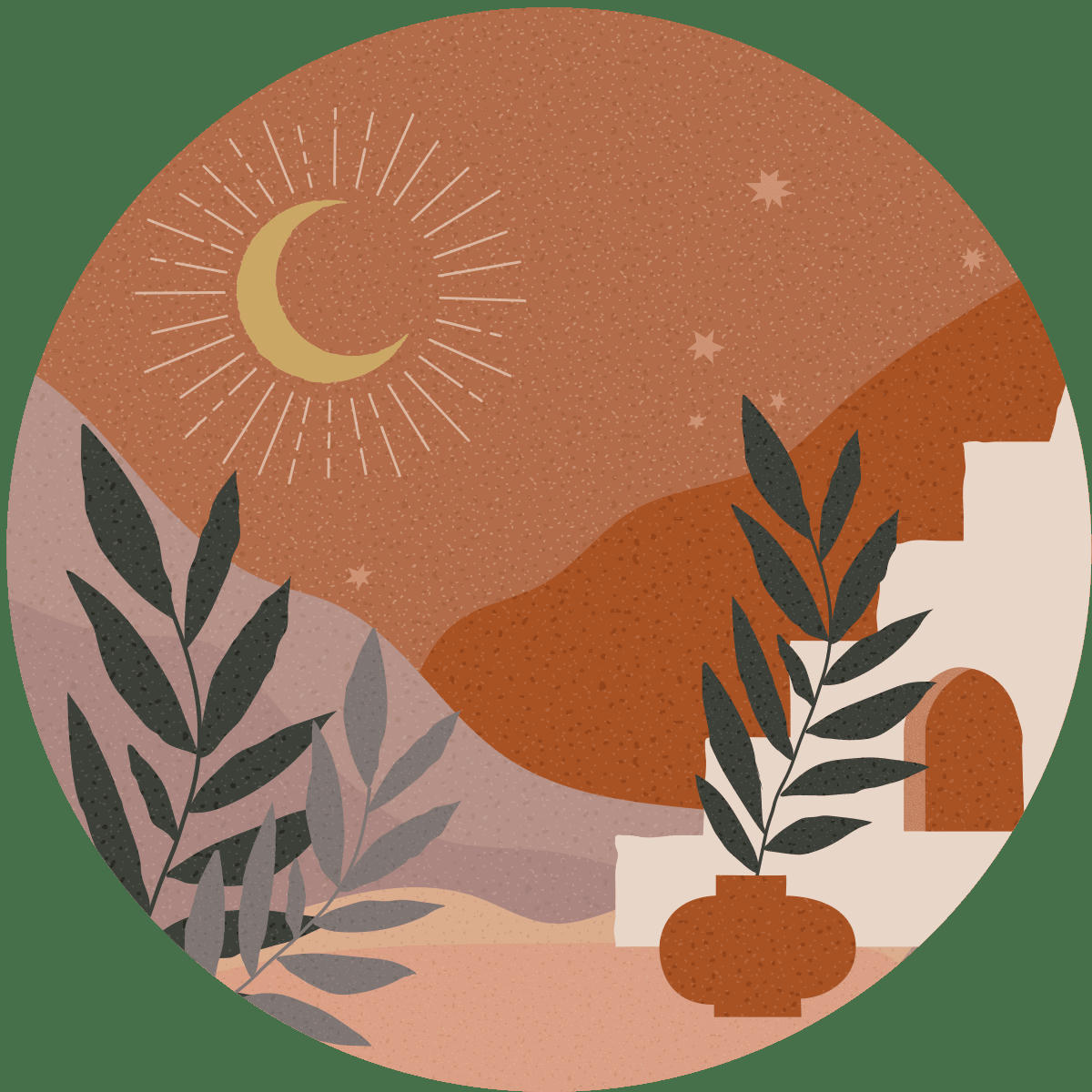 - Papier Peint nuit désertique abstraite ronde 90x90cm