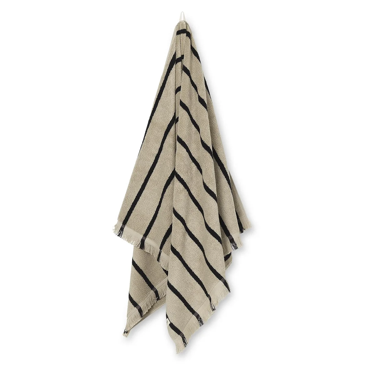 Ferm Living - Alee Badetuch, 70 x 140 cm, sand / black
