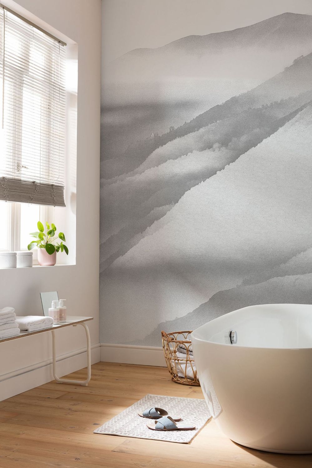 Sanders & Sanders fotobehang landschap grijs en wit - 200 x 280 cm - 612403