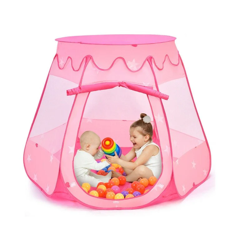 Pink Portable Kid Play House Play Tent with 100 Balls - 33.5 x 33.5 x 39.5