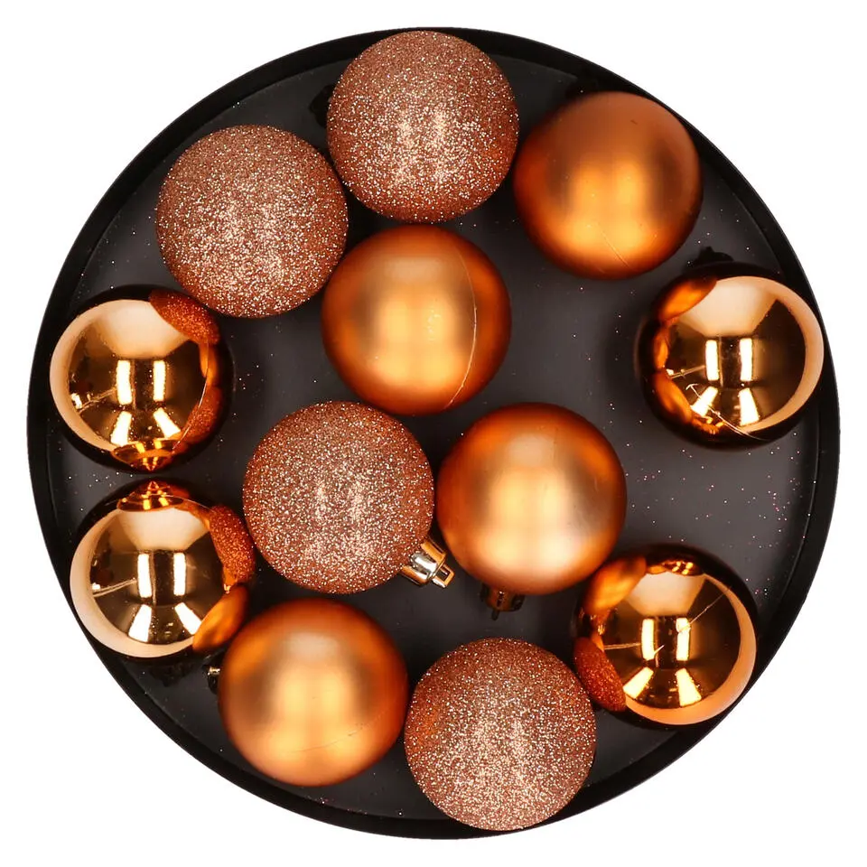 Cosy & Trendy Kerstballen - 12x st - koper - mat - glans - 6 cm