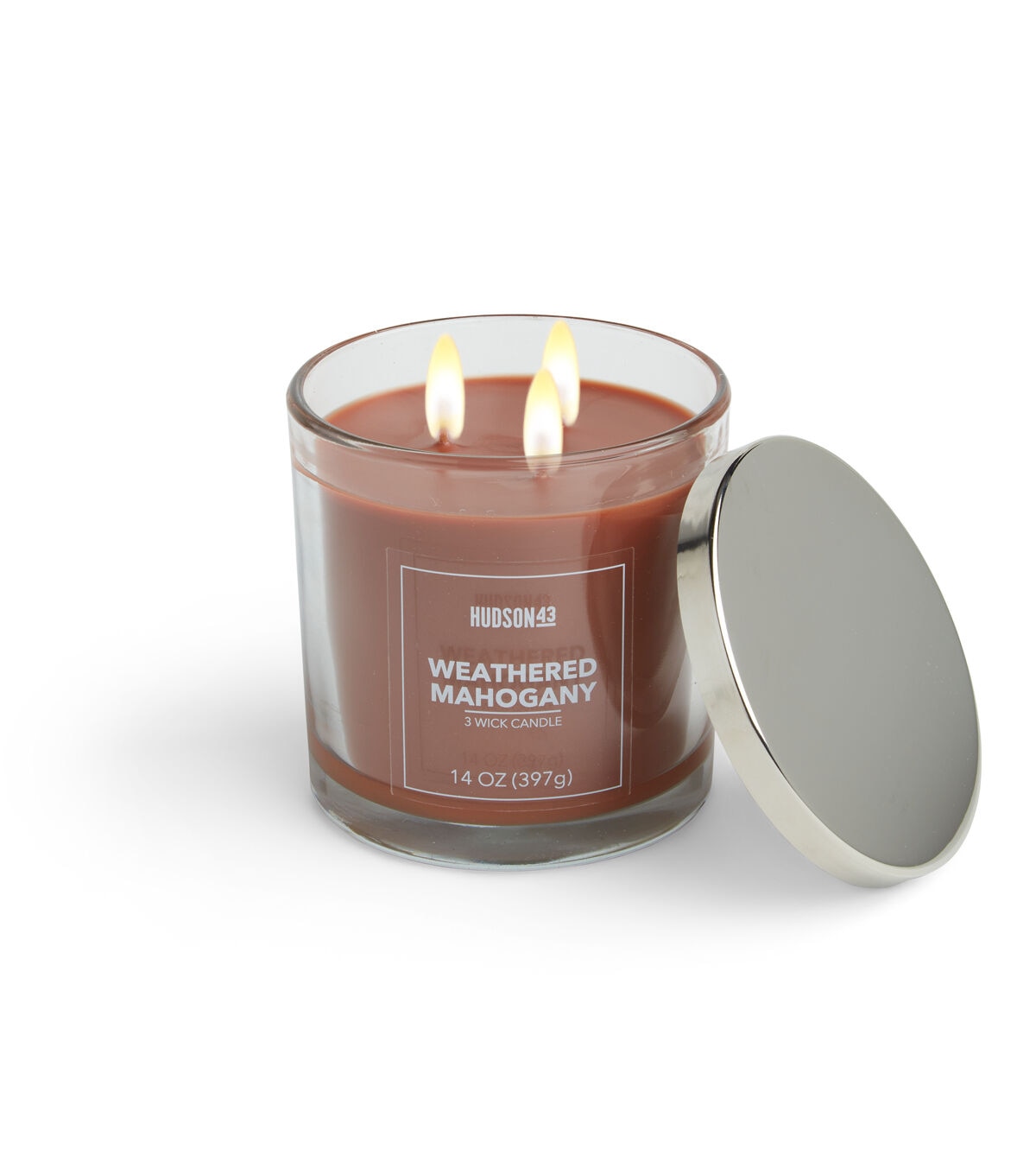 14oz Weathered Mahogany Scented Jar Candle by Hudson 43