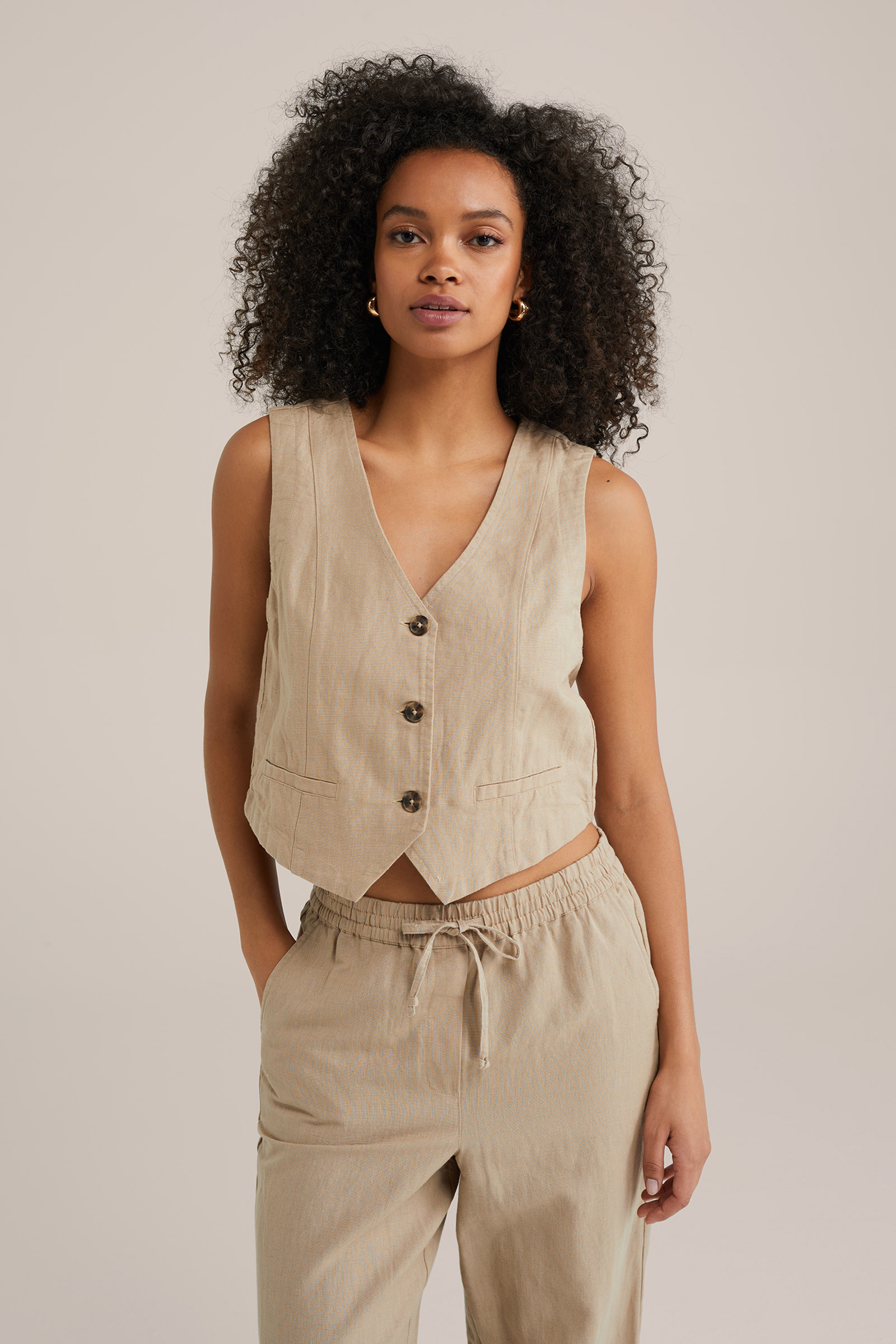 Dames Regular fit gilet van linnenmix