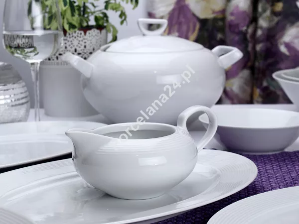 Serwis obiadowy na 12 osób (44 el) Chodzież - Yvette (Yvonne) E755 BIAŁA LINEA BW