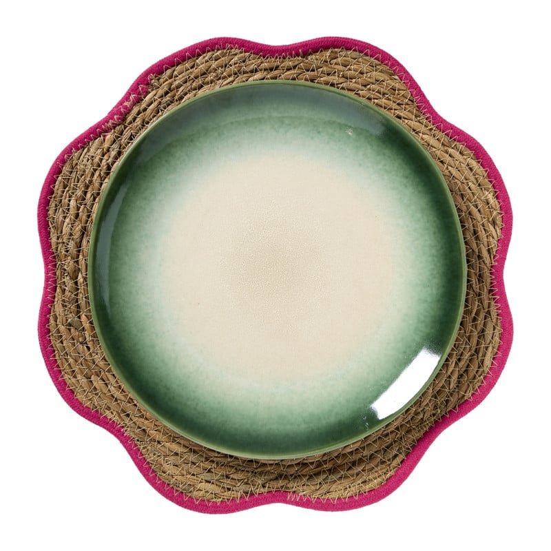 Placemat zeegras bloem - roze