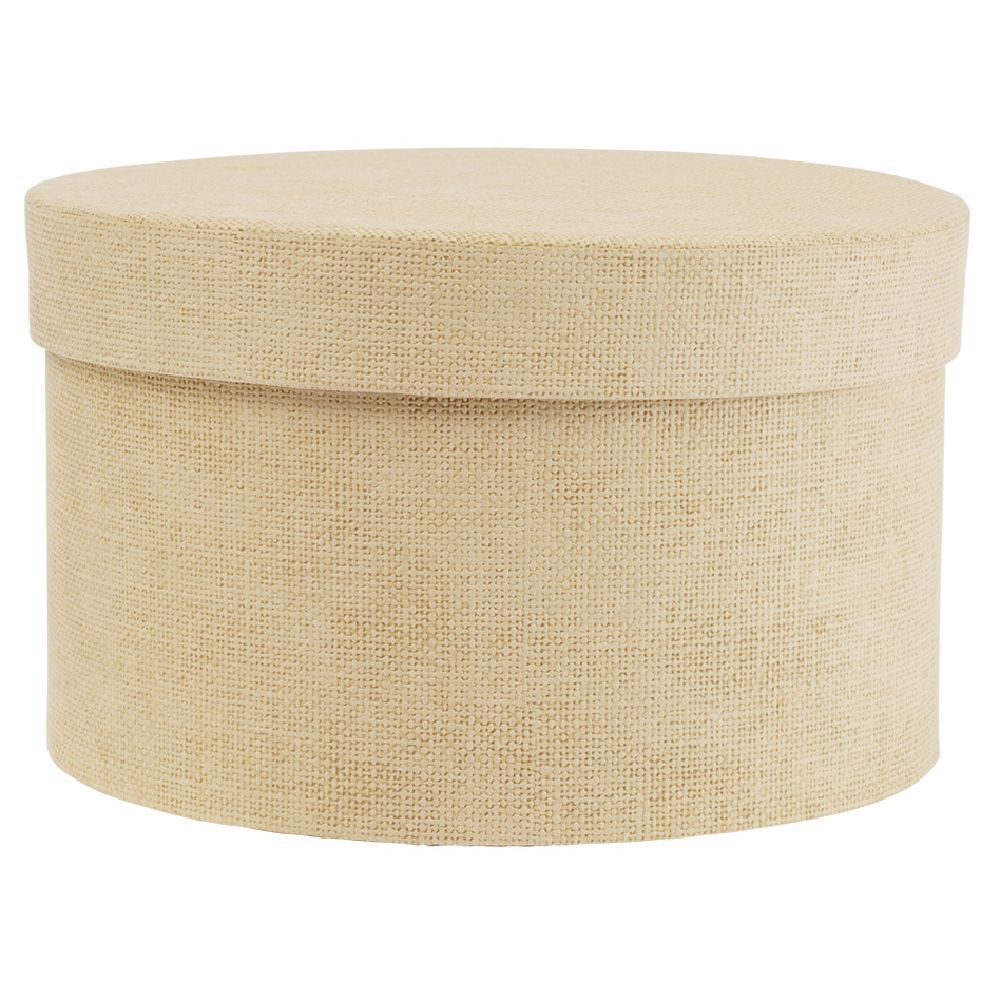 BoÎte de rangement ronde beige Ø15xH9cm