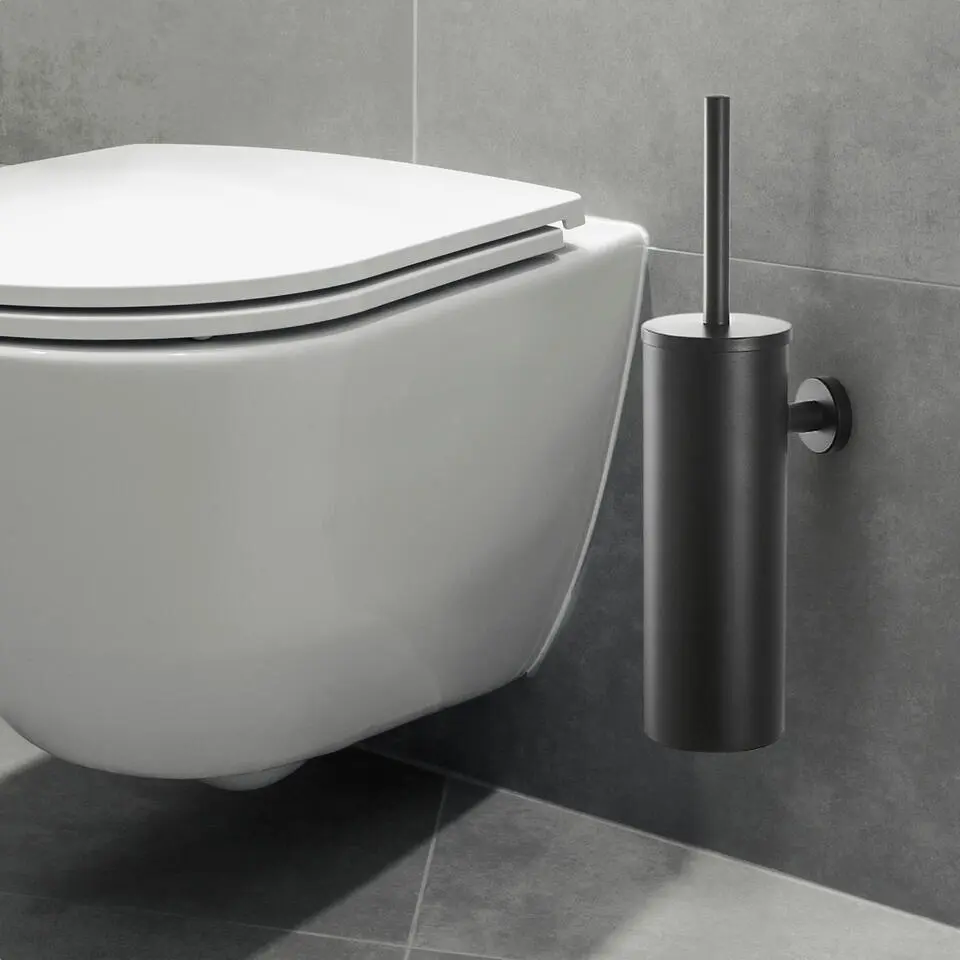 XIVADA Toiletborstel Mura - Met houder - Boren - Rvs - Zwart