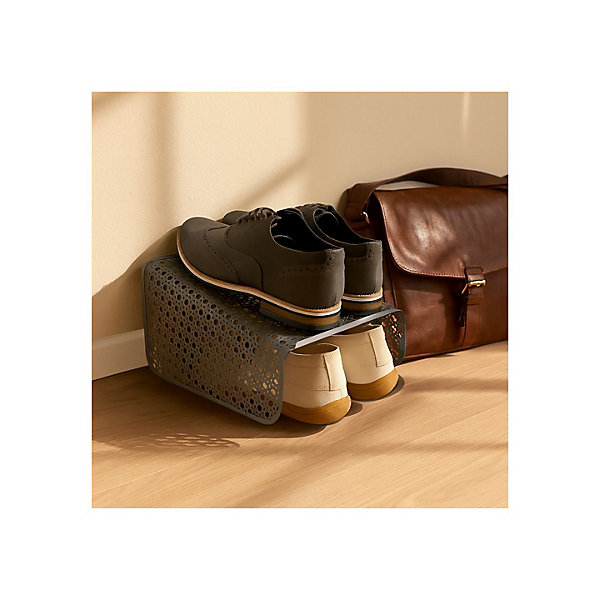 Lot de 6 range-chaussures en métal noir 25 x 28 x 18 cm