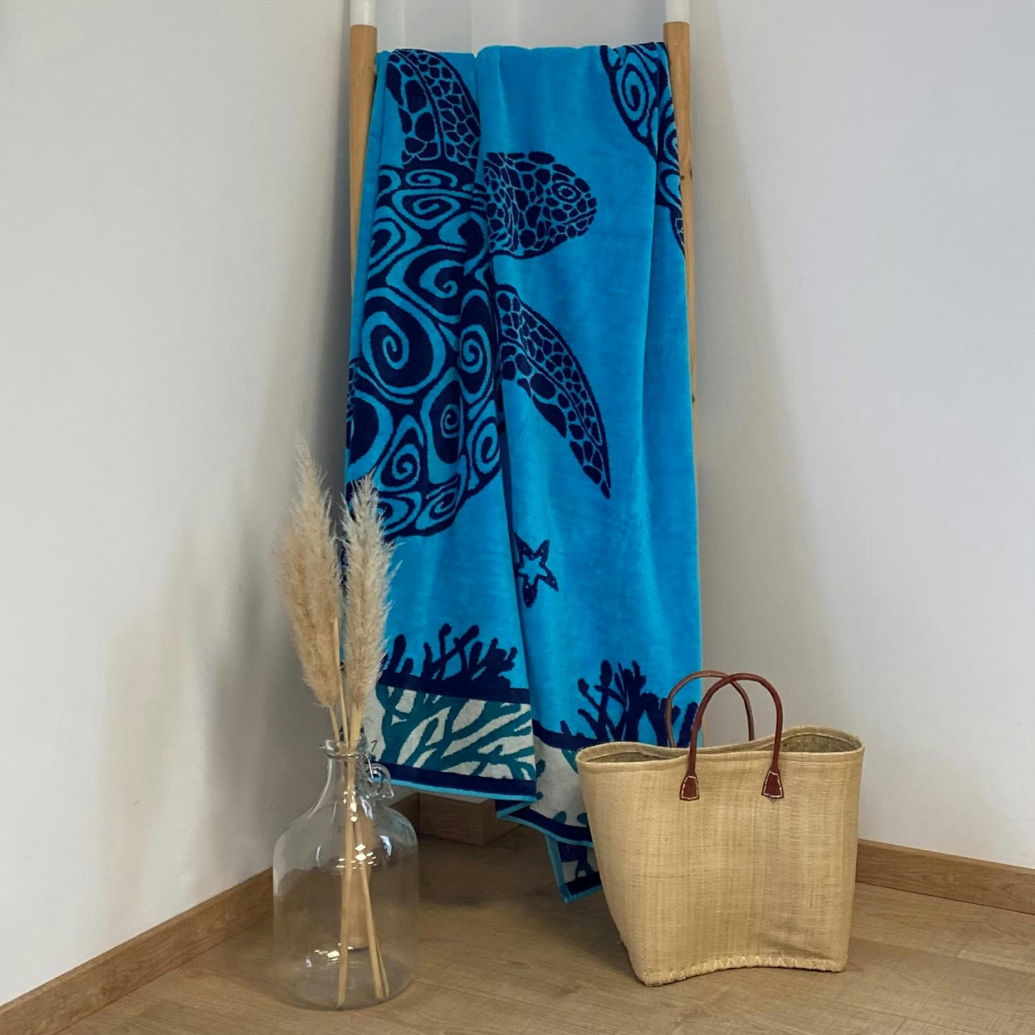 PLAGE - Serviette de plage éponge velours Jacquard Latoti 140x180