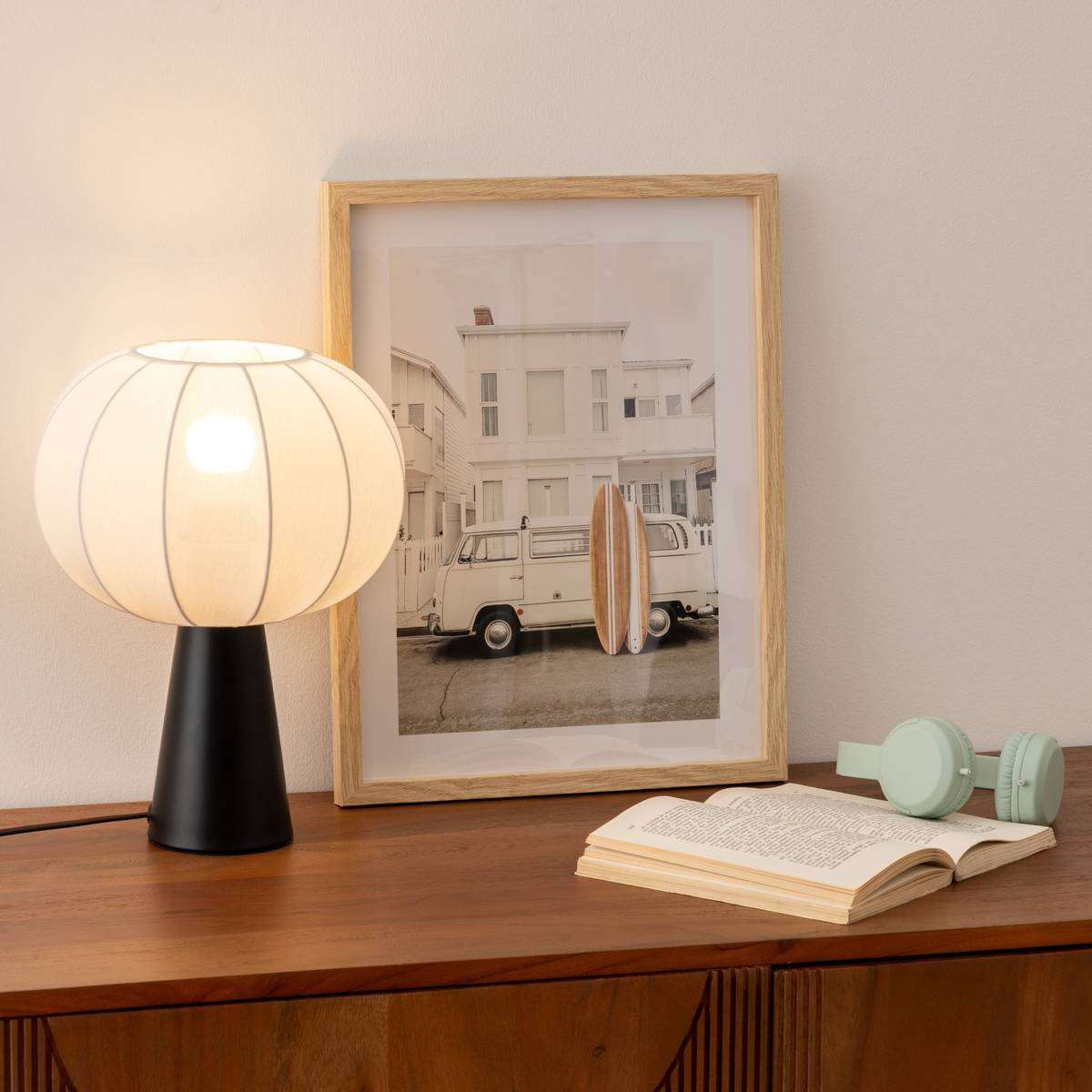 Desk lamp "Tobie" Cotton, Silver, H. 33 cm
