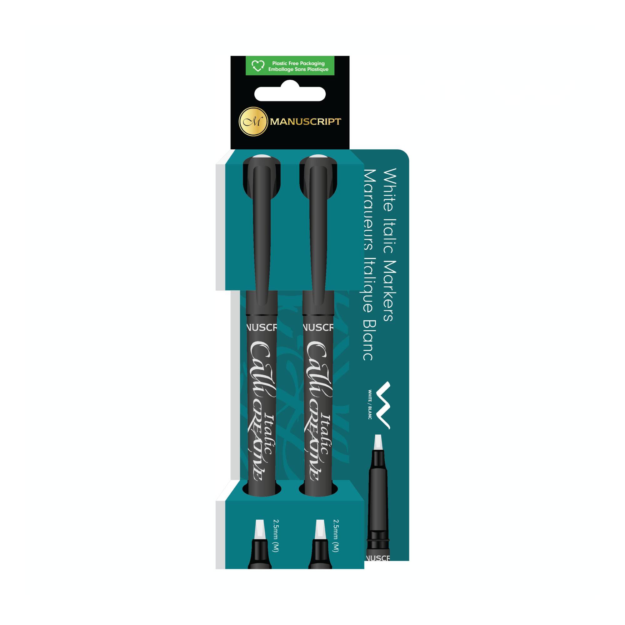 Manuscript Callicreative White Italic Markers 2 Pack