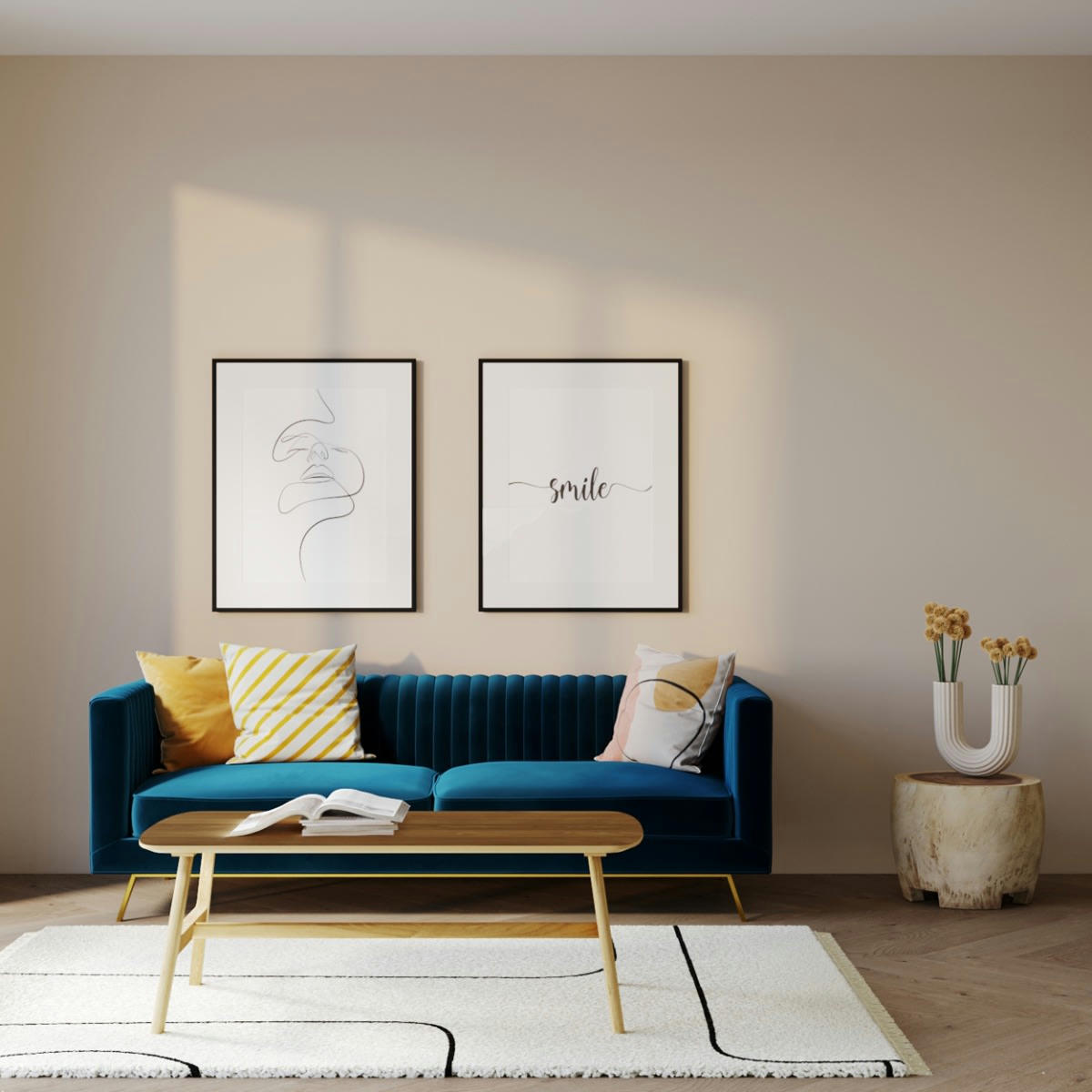 GATSBY - Canapé 3 places en velours bleu foncé