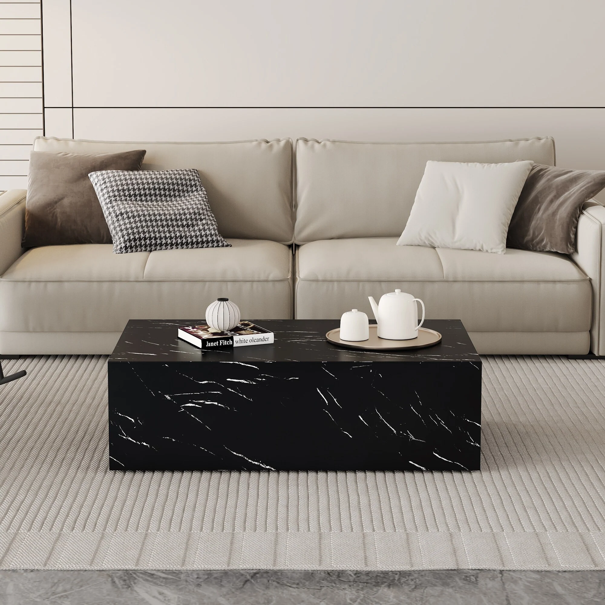 Marble Texture MDF Coffee Table - Luxurious Design, Perfect Living Room Accent.Fashion texture design coffee table