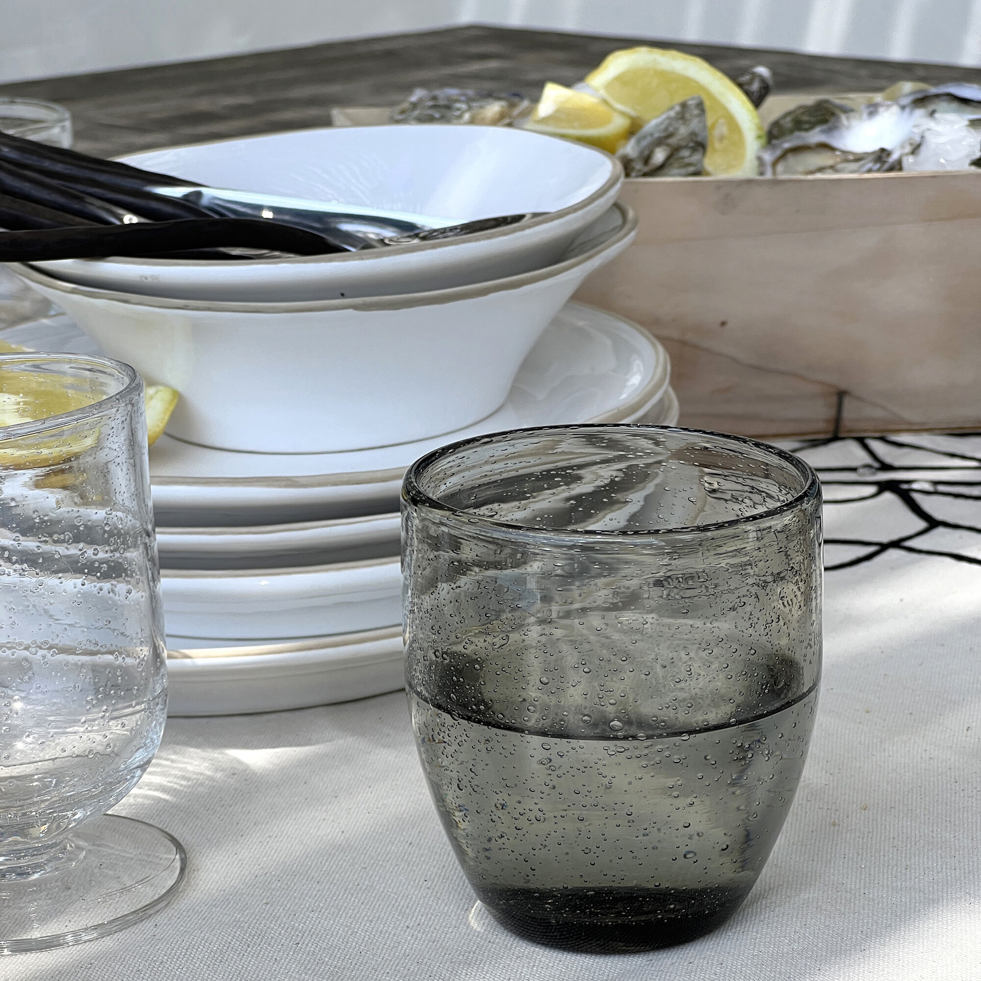 BULLA - Gobelet en verre bullé 35cl - gris