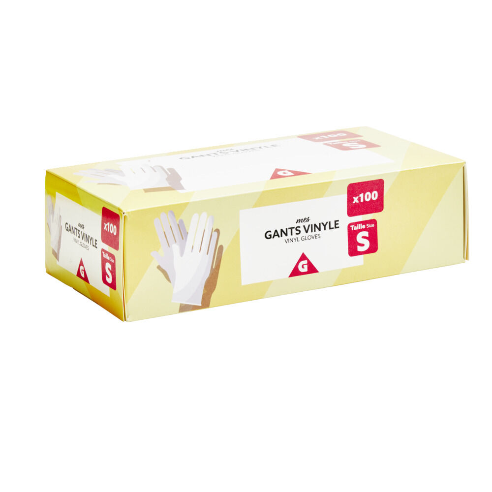 Gants en vinyle blanc x100 Taille S