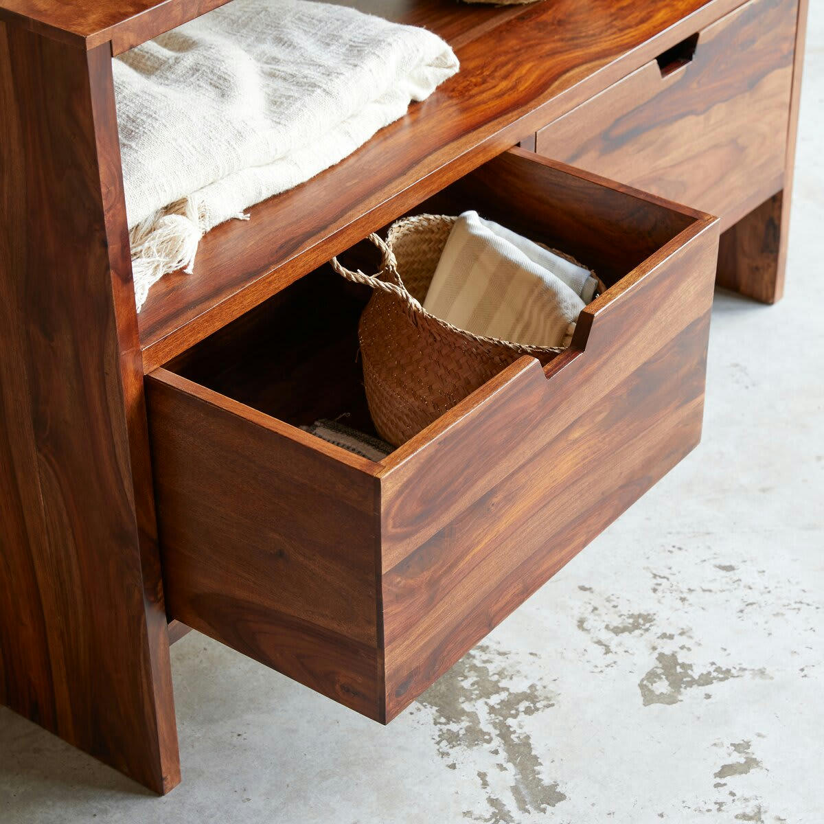 KWARTO - Meuble sous vasque en palissandre massif 110 cm