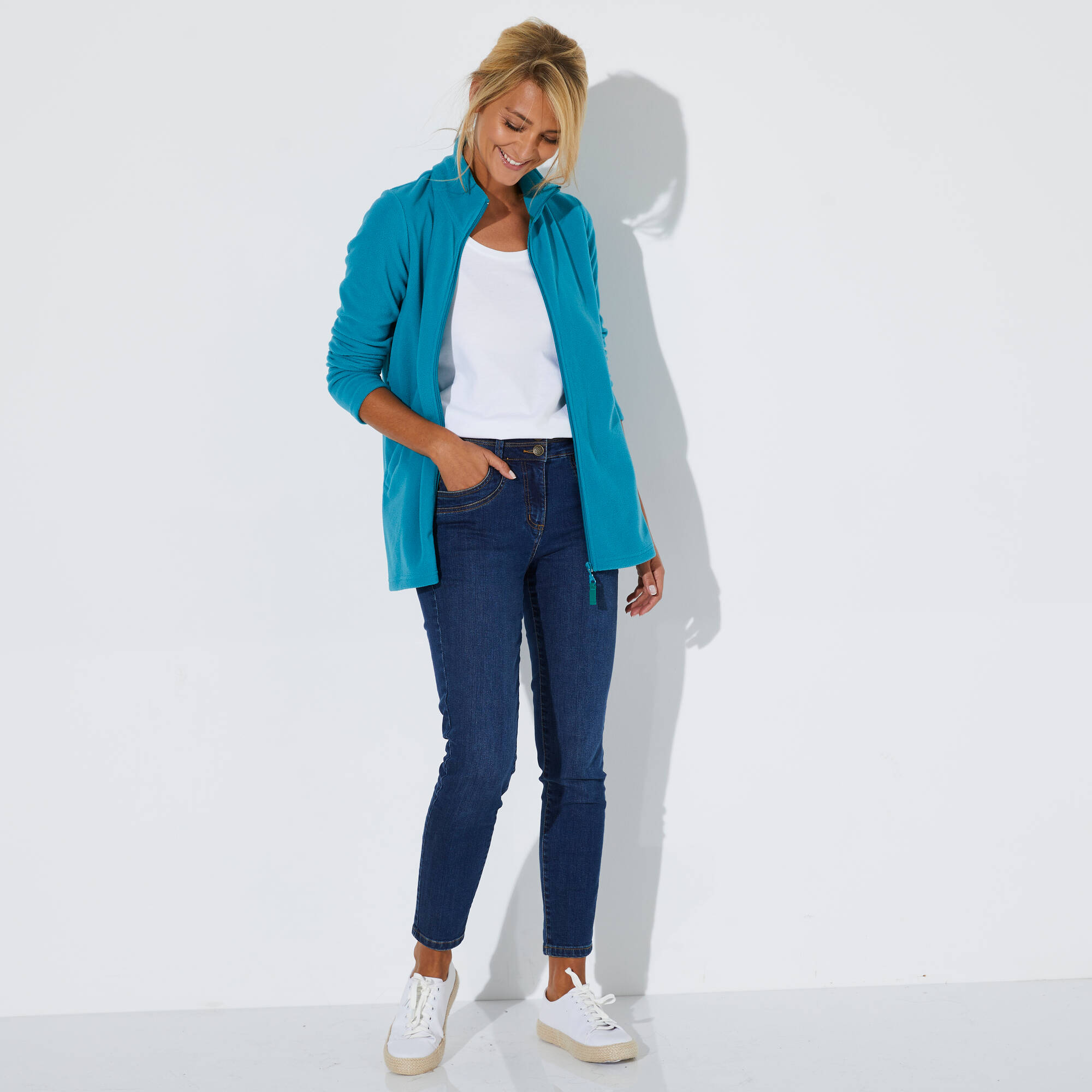 Veste zippée maille polaire, manches longues