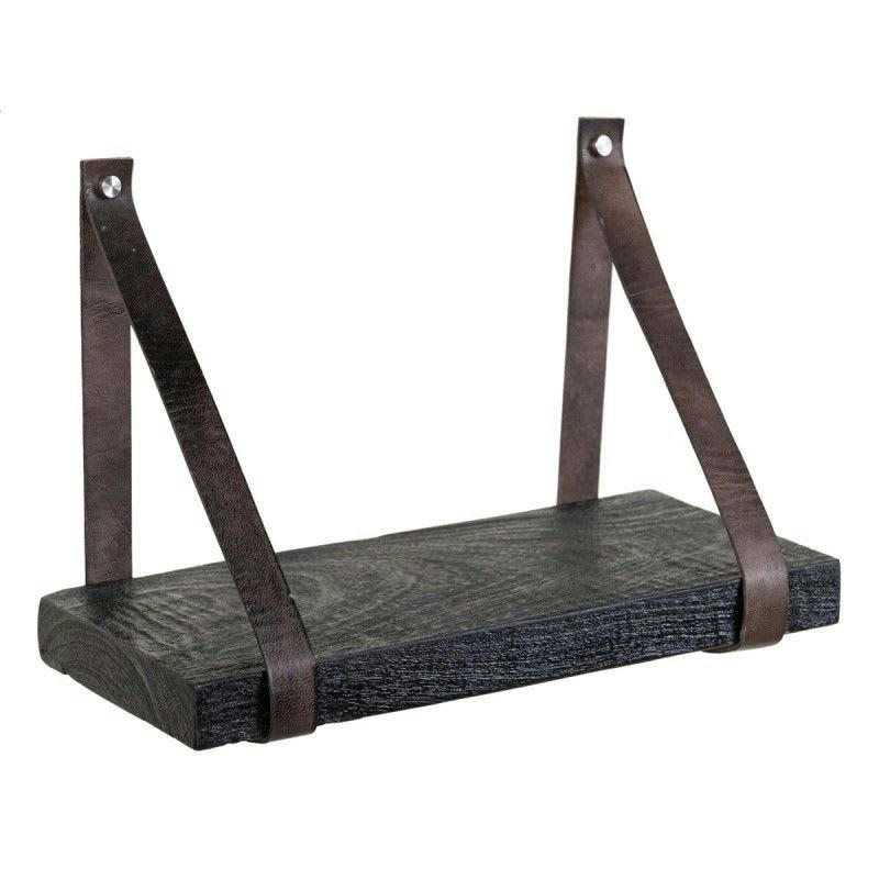 - Étagère 40 x 18 x 28 cm Noir Bois Cuir