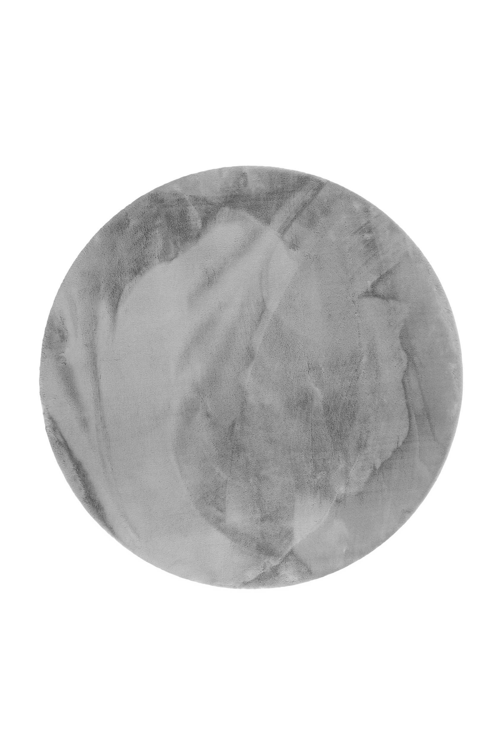 ALICE - Tapis effet peau de lapin doux tufté gris salon, chambre rond D200